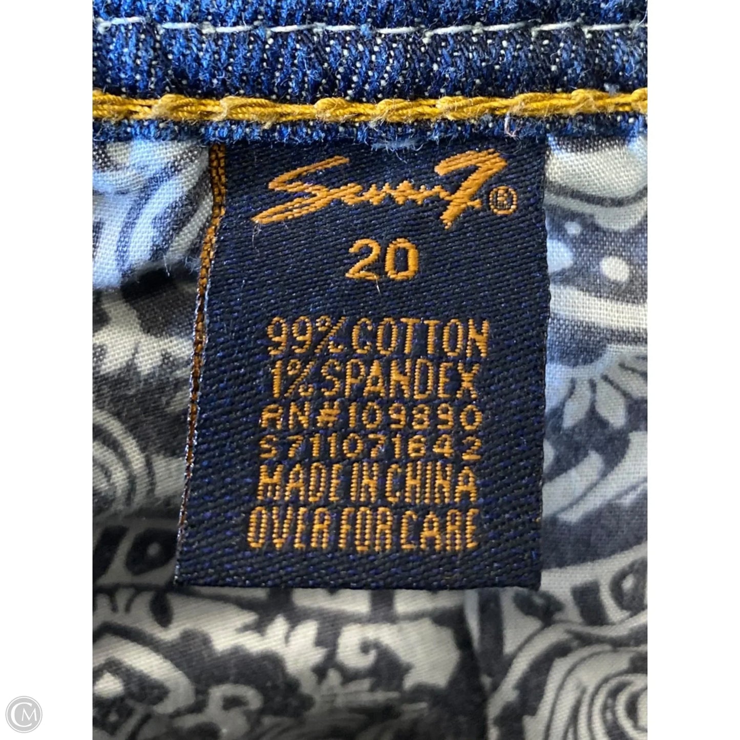 Pants Cropped By Seven 7 In Blue Denim, Size: 20