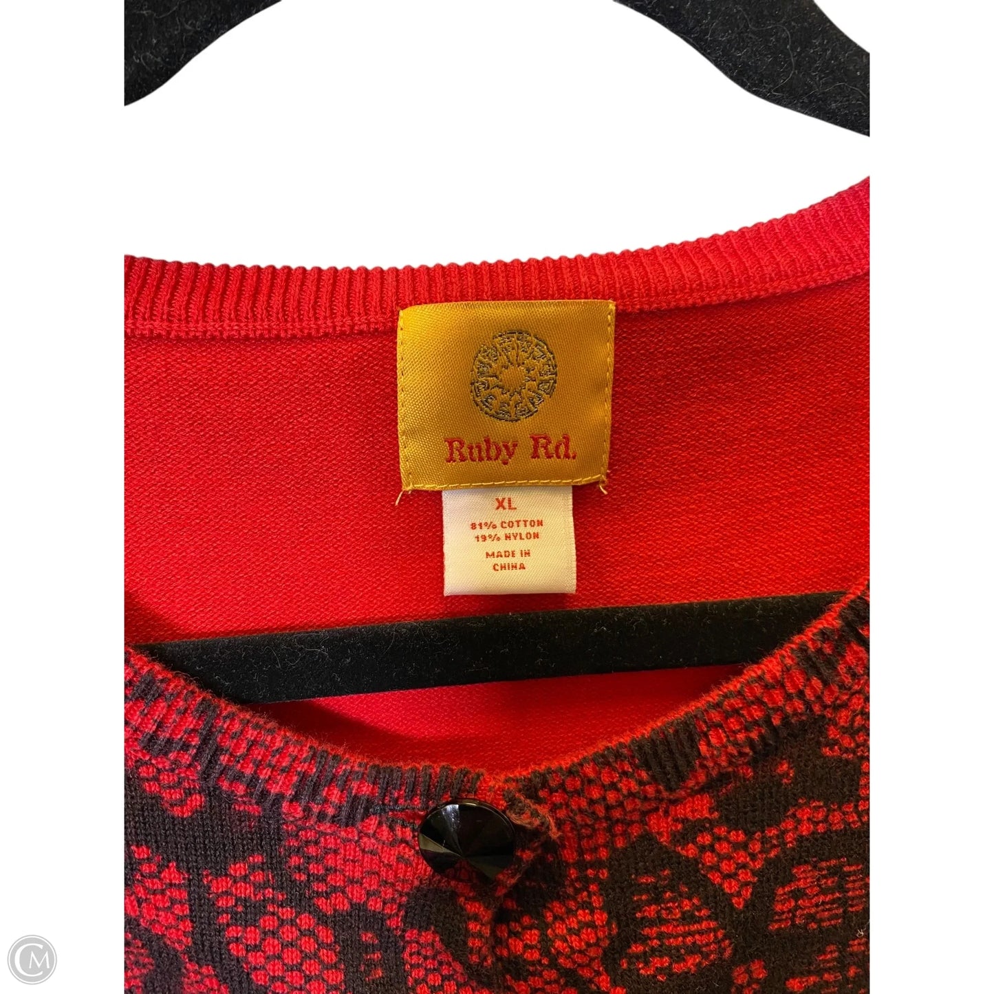 Cardigan By Ruby Rd In Black & Red, Size: Xl