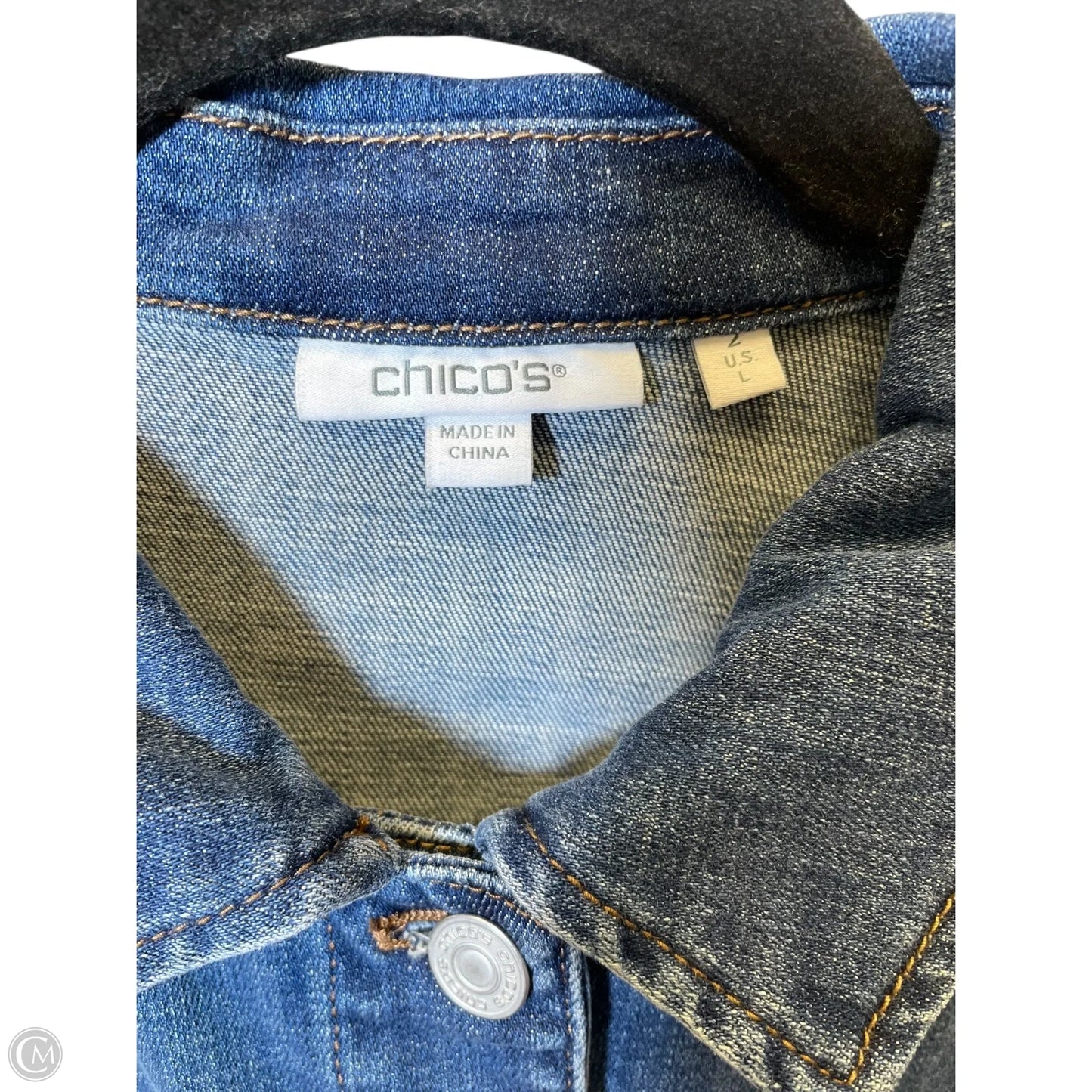 Jacket Denim By Chicos In Blue, Size: L