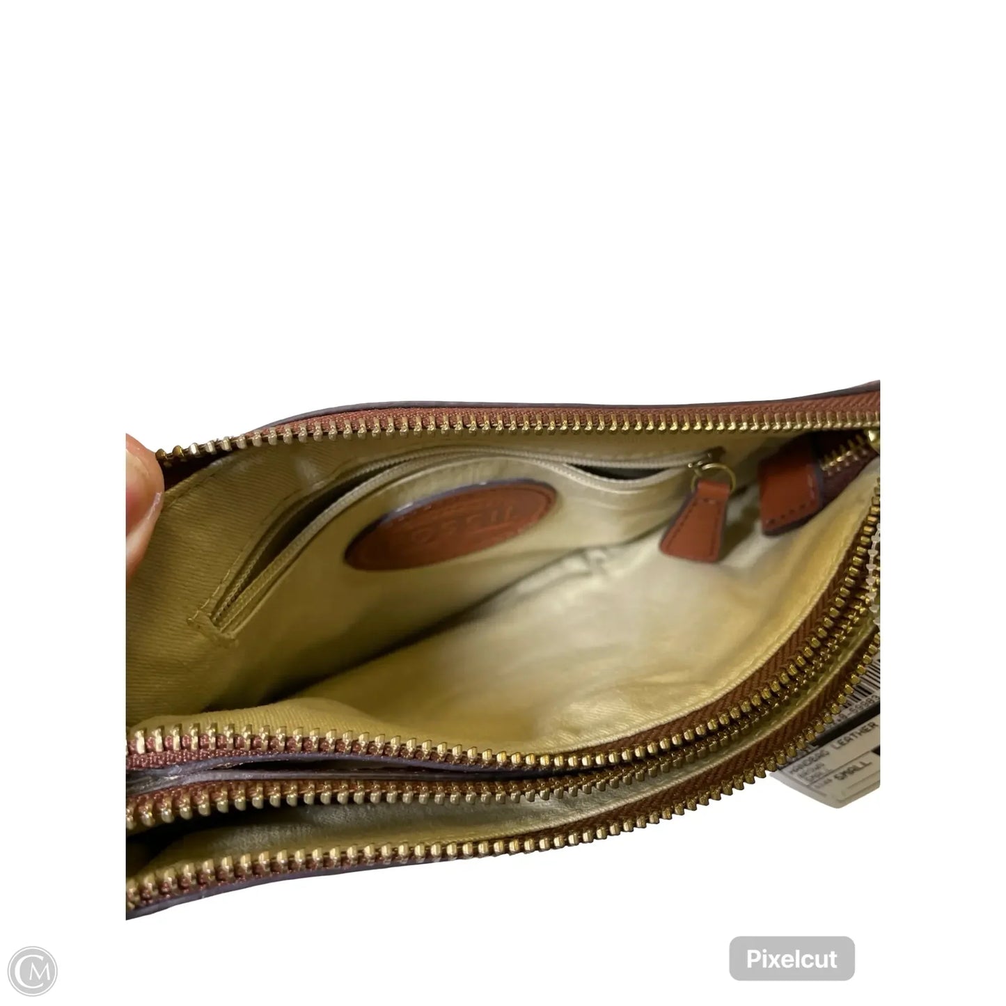 Handbag Leather By Fossil, Size: Small