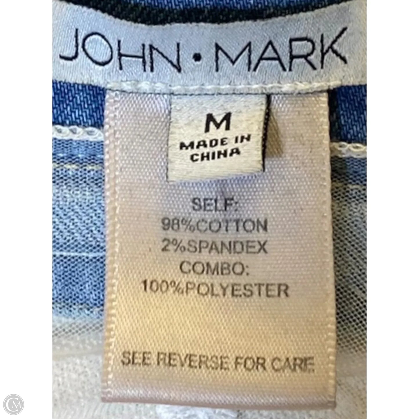 Jacket Denim By John Mark In Blue & White, Size: M