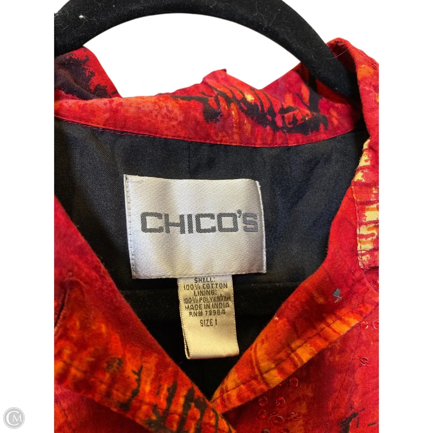 Top Long Sleeve By Chicos In Multi-colored, Size: M