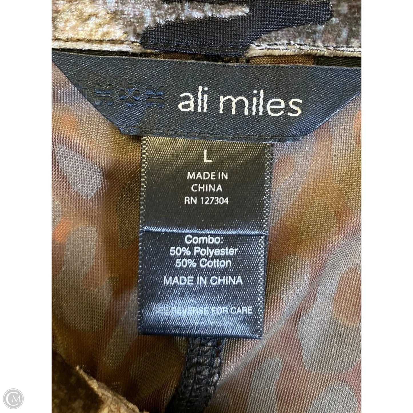Top Long Sleeve By Ali Miles In Animal Print, Size: L