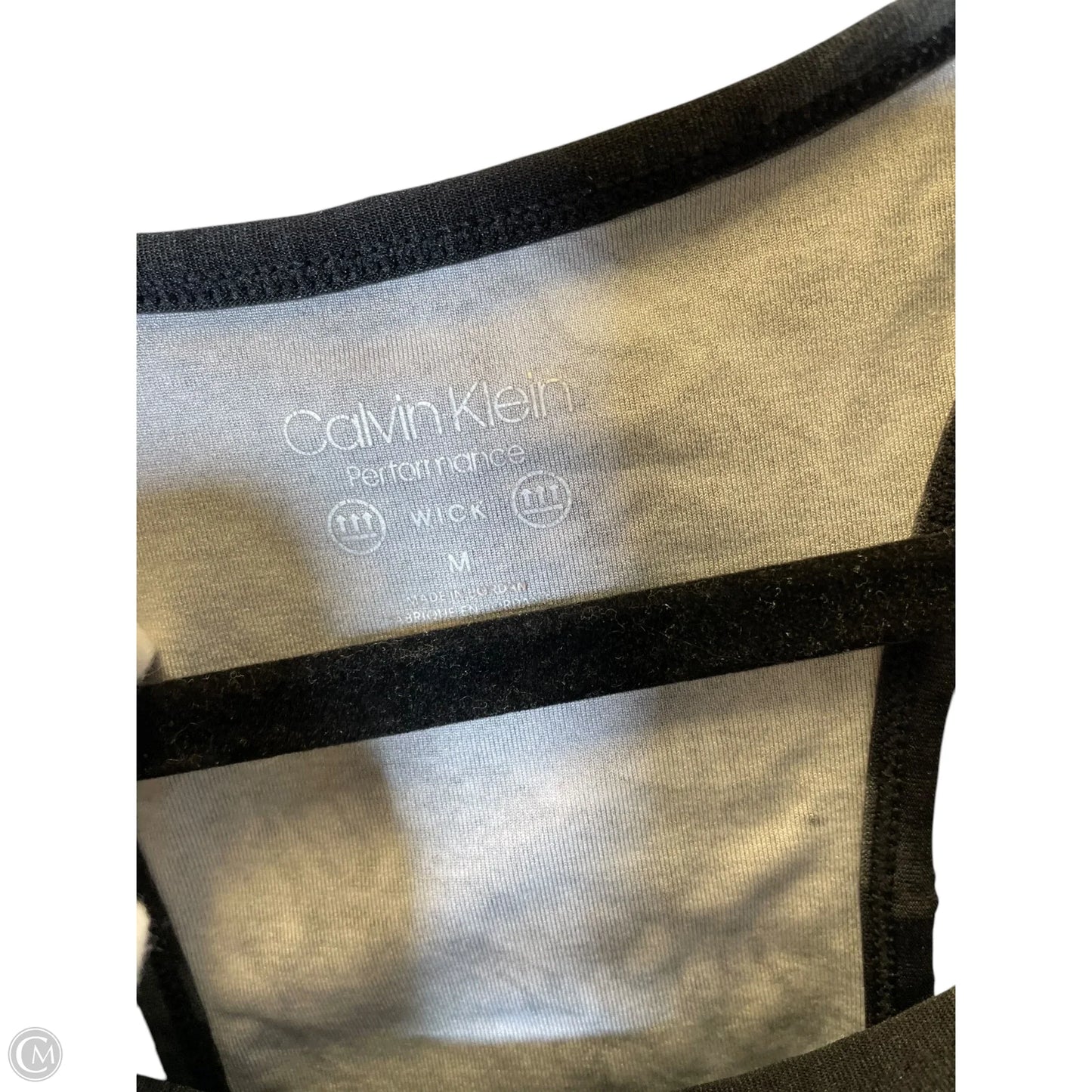 Athletic Tank Top By Calvin Klein In Black & Grey, Size: M