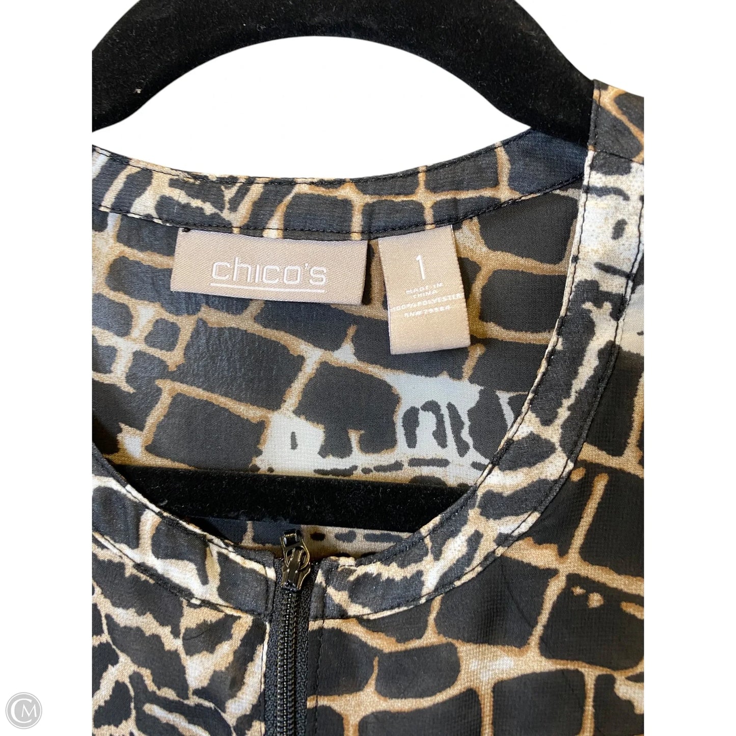 Top 3/4 Sleeve By Chicos In Animal Print, Size: M