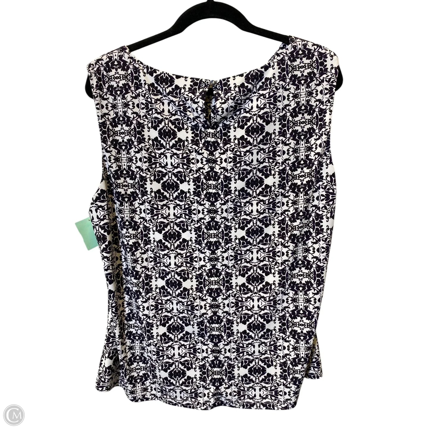Top Sleeveless By Calvin Klein In Black & White, Size: 2x