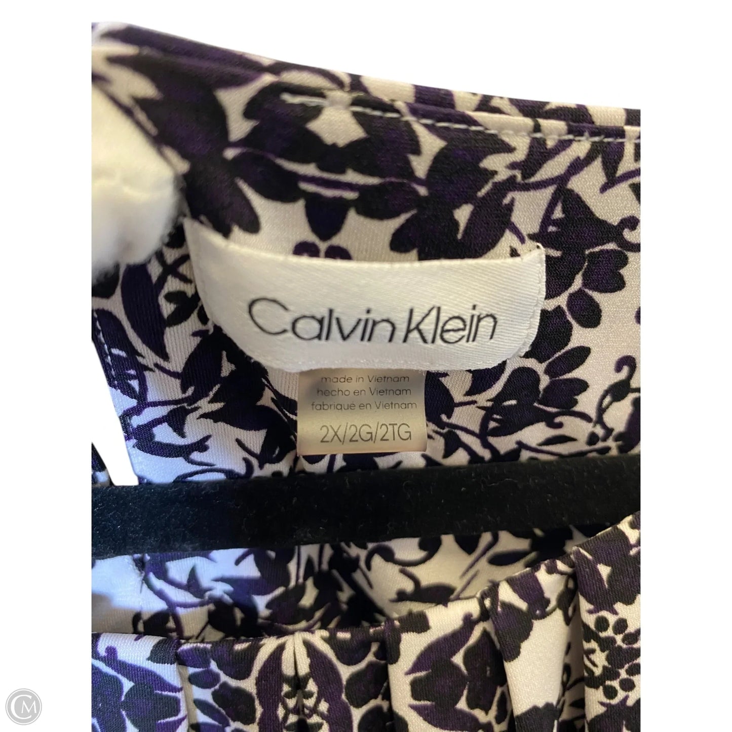 Top Sleeveless By Calvin Klein In Black & White, Size: 2x