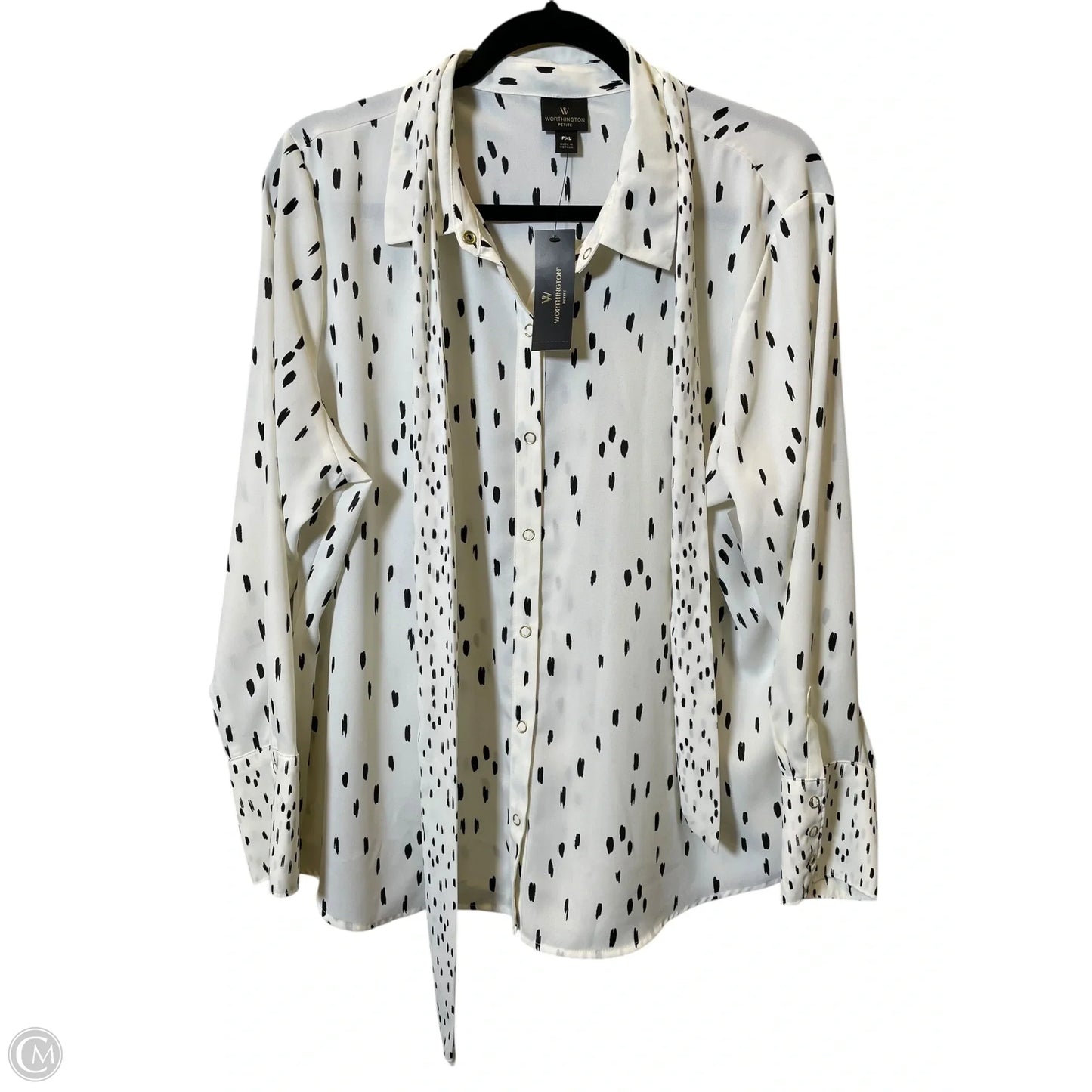 Blouse Long Sleeve By Worthington In Black & White, Size: Xlp