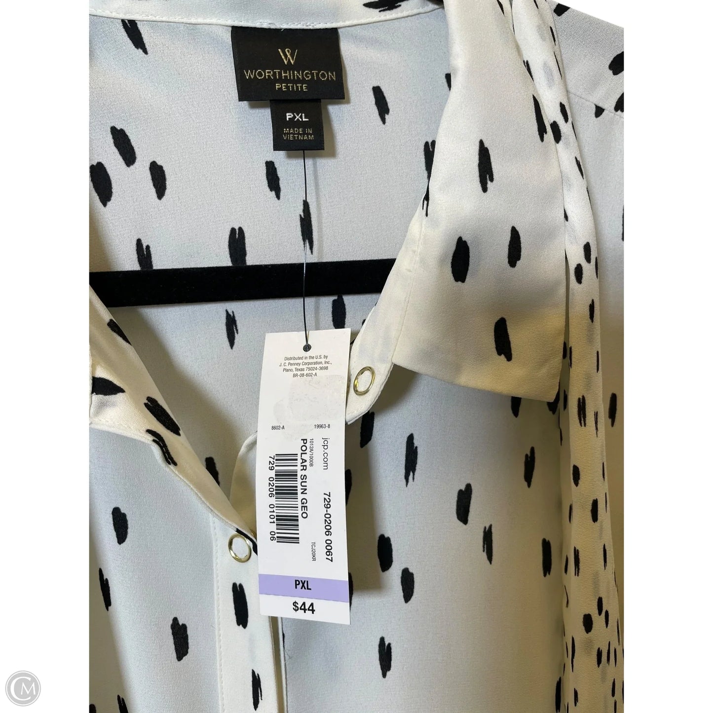 Blouse Long Sleeve By Worthington In Black & White, Size: Xlp