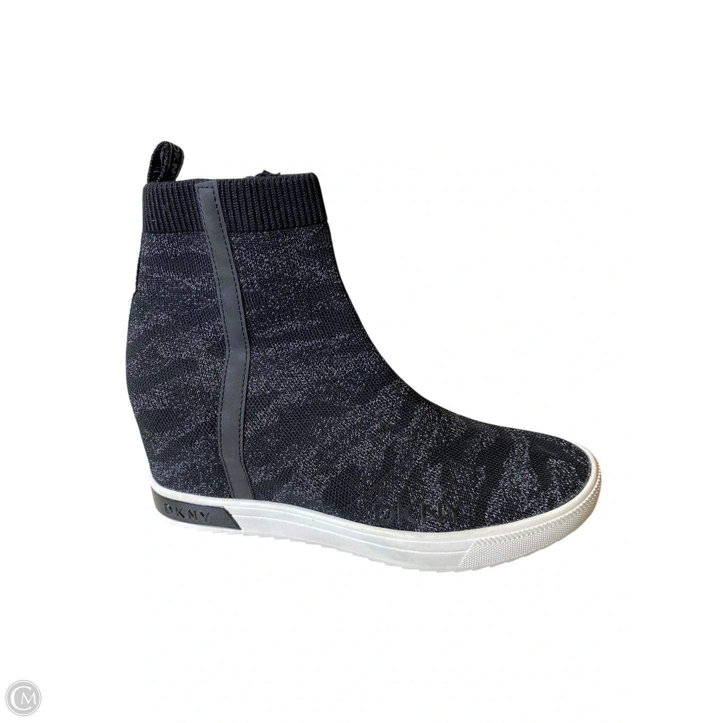 Boots Ankle Flats By Dkny In Black & White, Size: 8