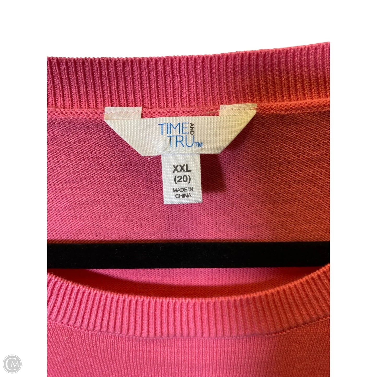 Sweater By Time And Tru In Pink & White, Size: Xxl