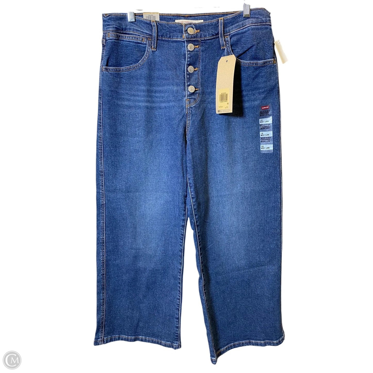 Jeans Cropped By Levis In Blue Denim, Size: 12