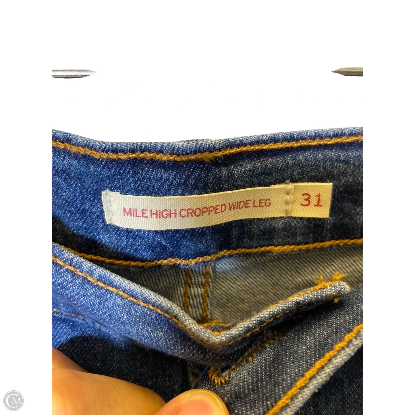 Jeans Cropped By Levis In Blue Denim, Size: 12