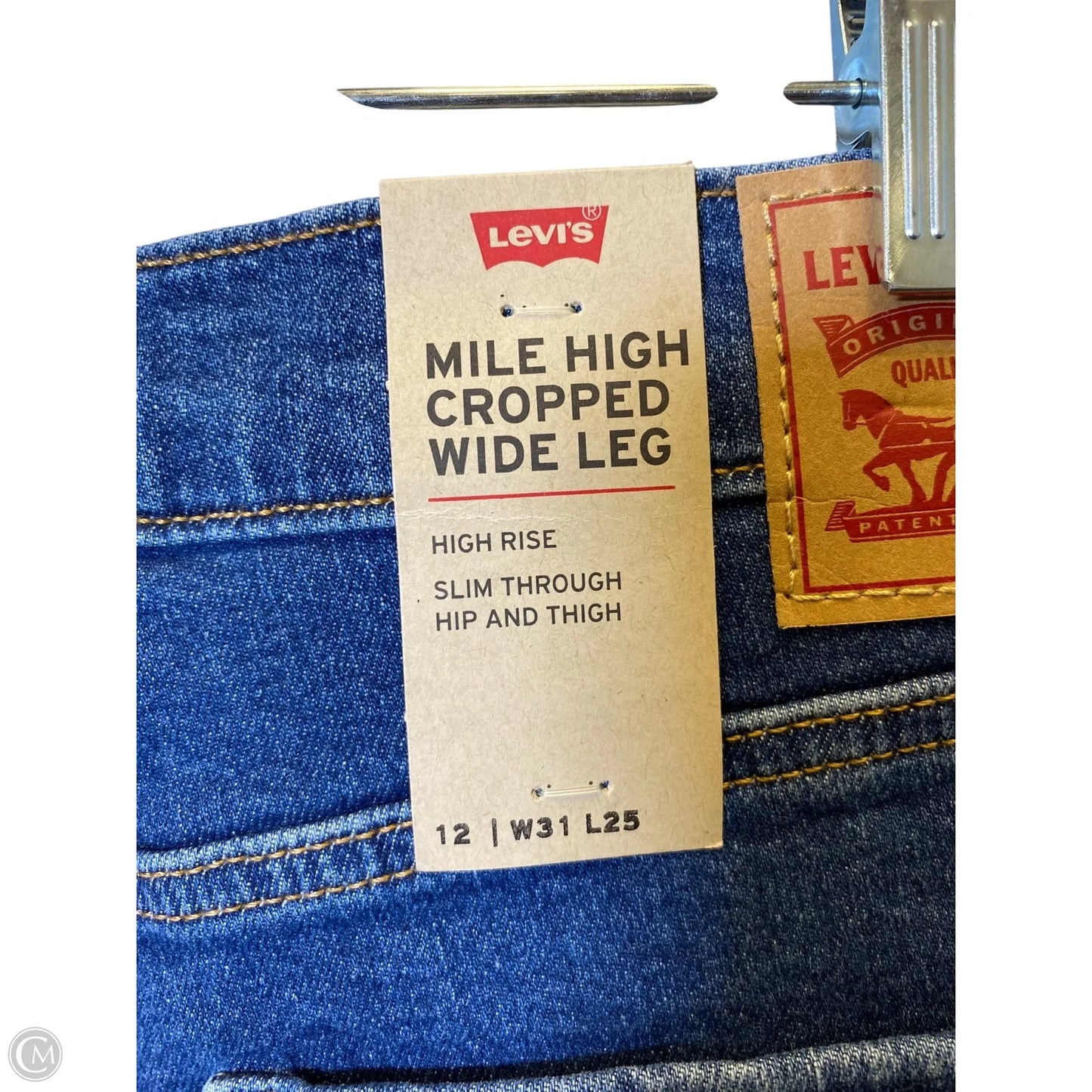 Jeans Cropped By Levis In Blue Denim, Size: 12