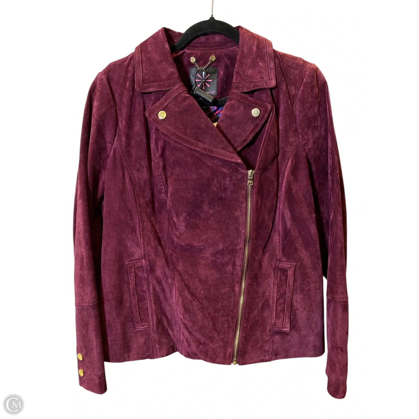 Jacket Moto By Isaac Mizrahi Live Qvc In Maroon, Size: 12