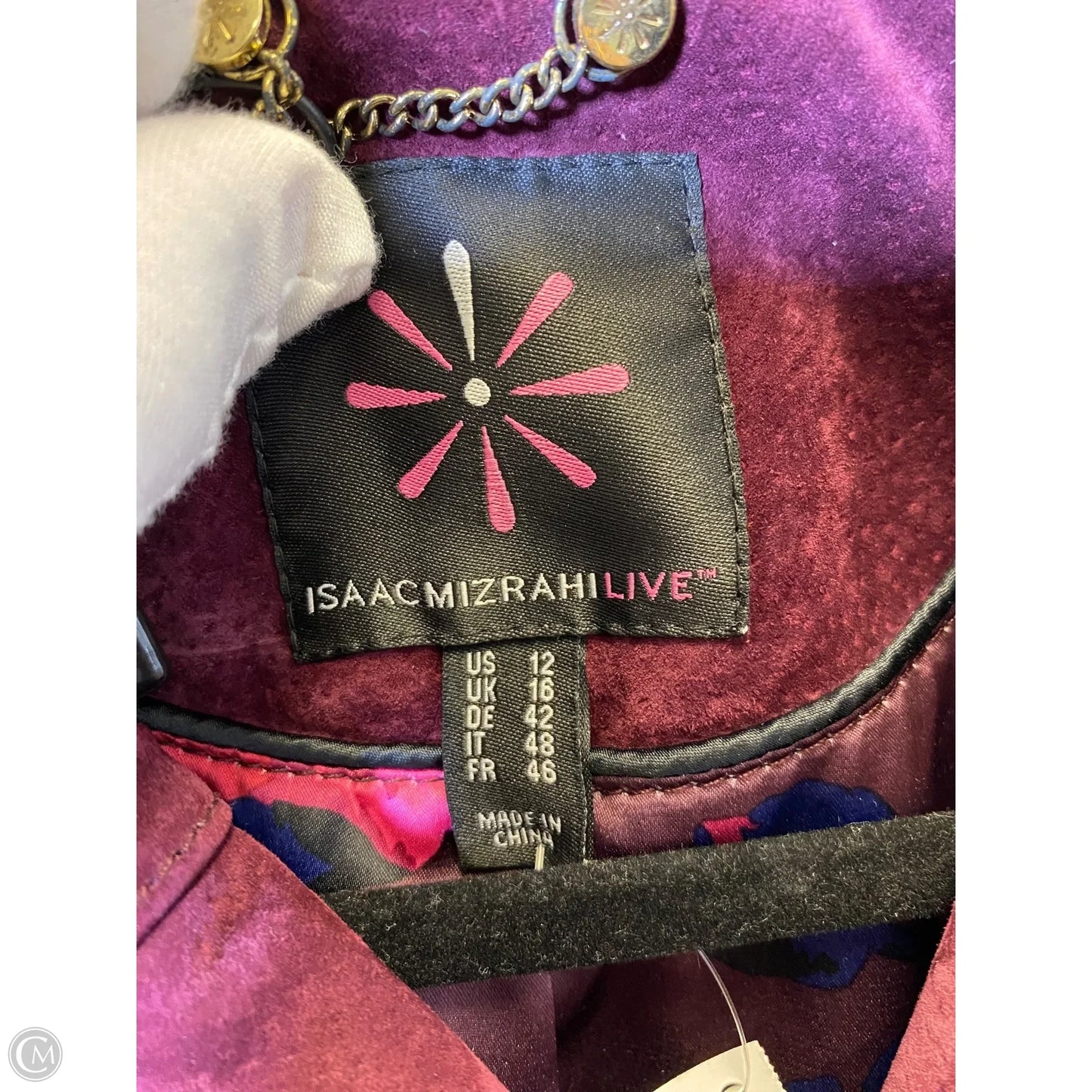 Jacket Moto By Isaac Mizrahi Live Qvc In Maroon, Size: 12
