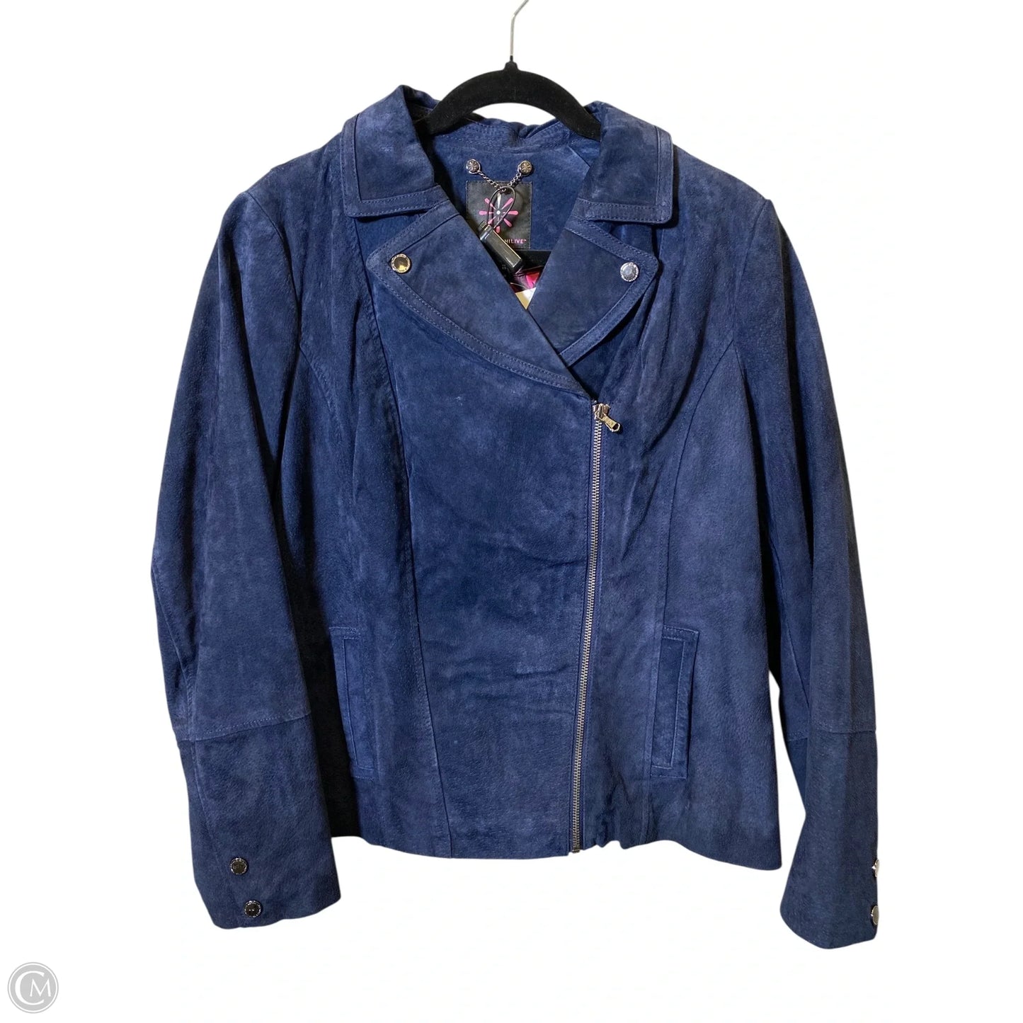 Jacket Moto By Isaac Mizrahi Live Qvc In Navy, Size: 12