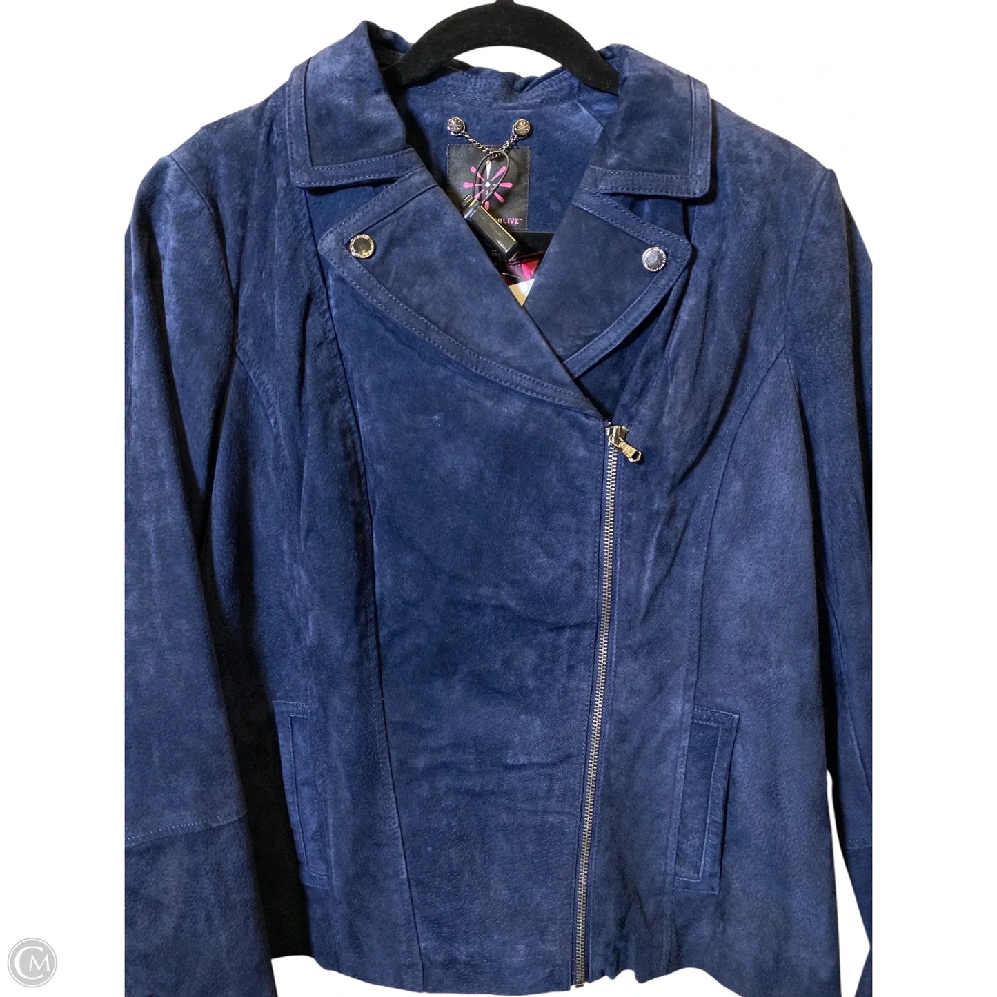 Jacket Moto By Isaac Mizrahi Live Qvc In Navy, Size: 12