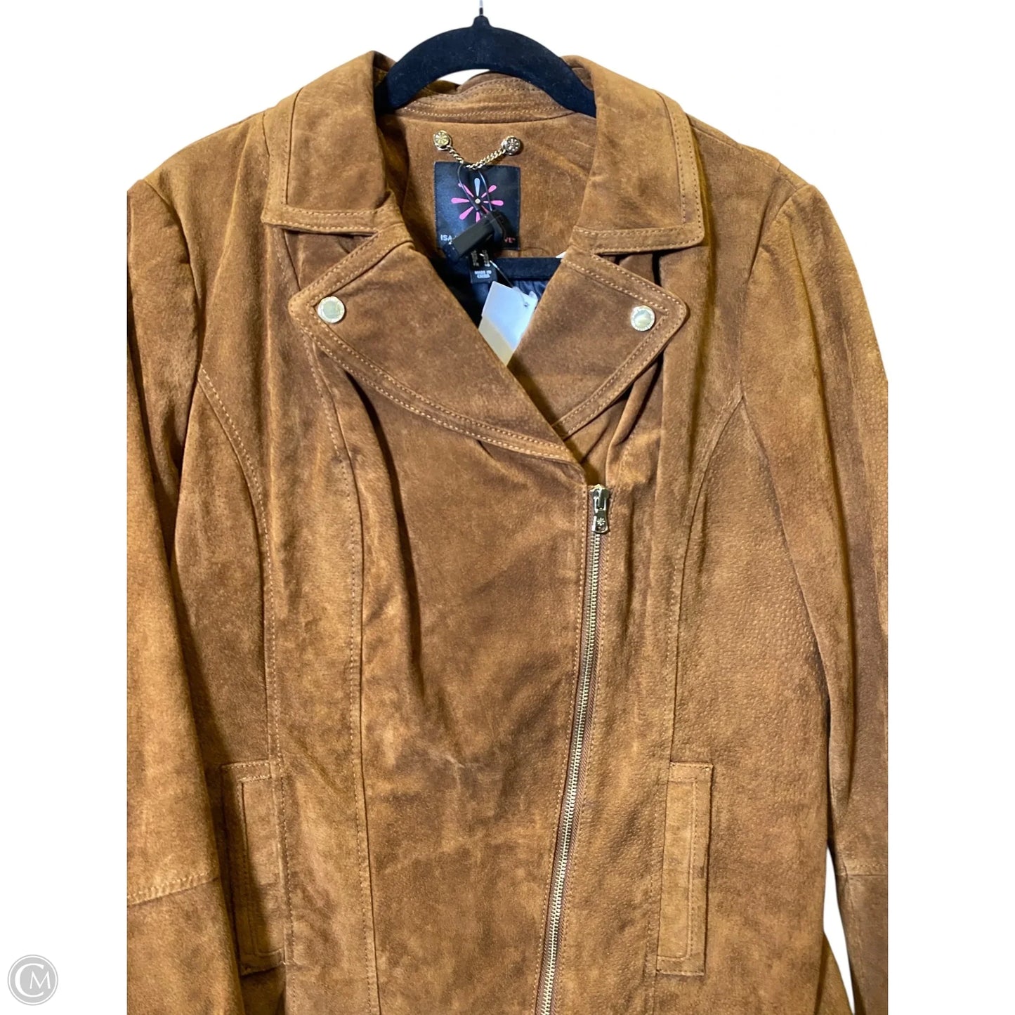 Jacket Moto By Isaac Mizrahi Live Qvc In Brown, Size: 12