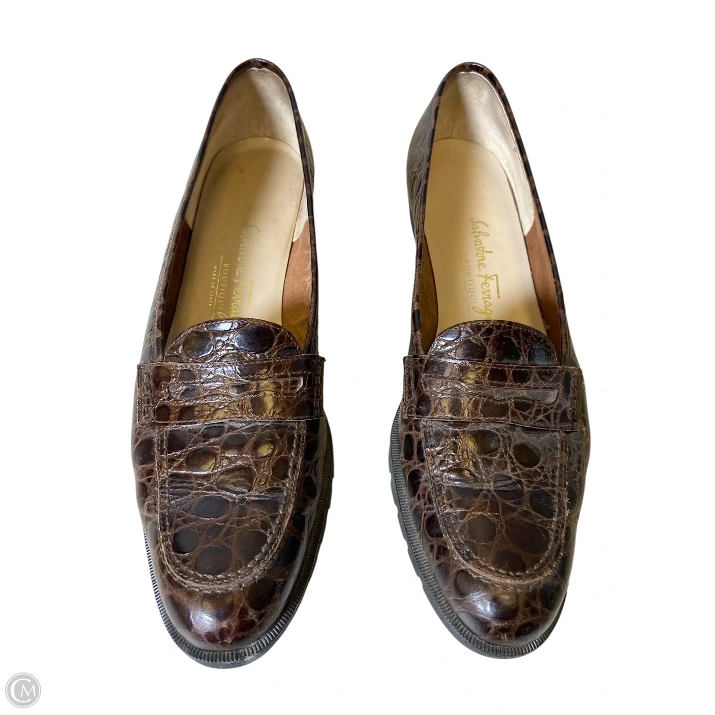 Shoes Luxury Designer By Ferragamo In Brown, Size: 10