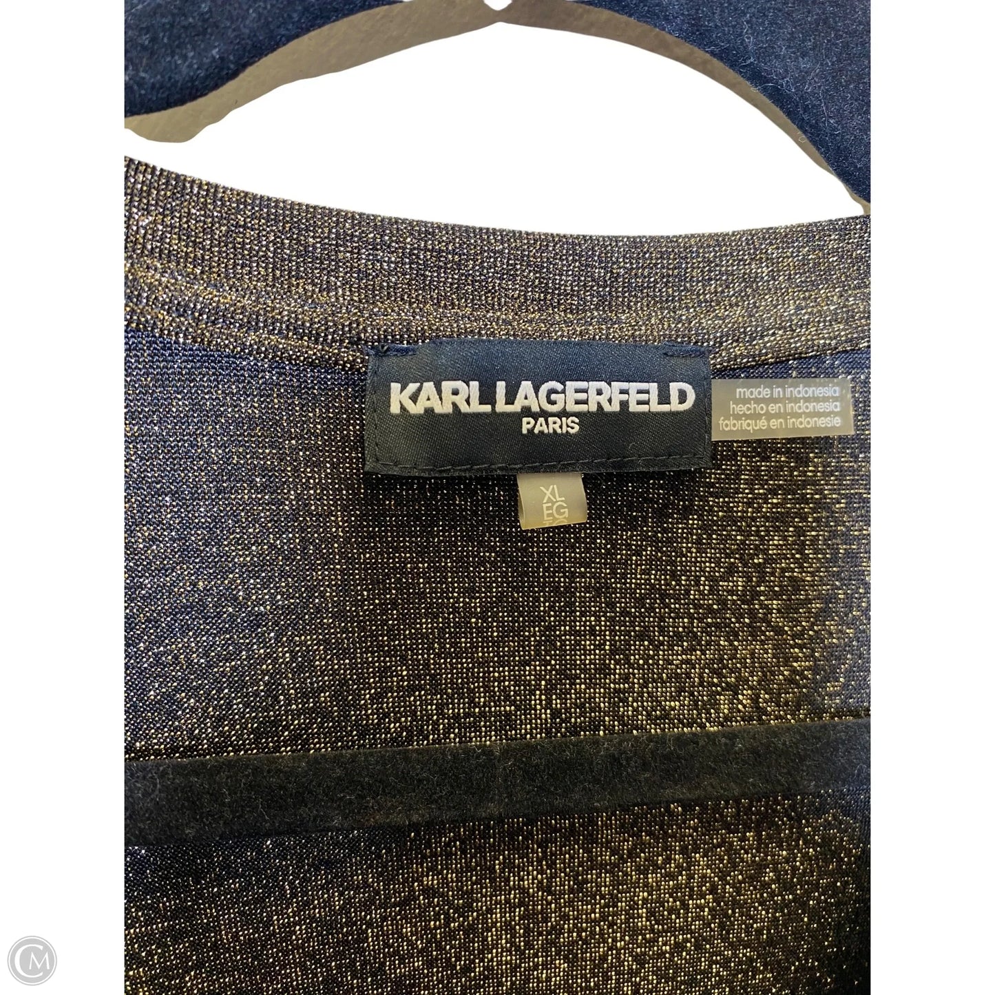 Top Short Sleeve Designer By Karl Lagerfeld In Gold, Size: Xl