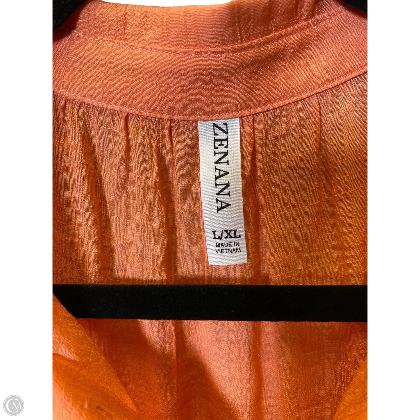 Blouse 3/4 Sleeve By Zenana Outfitters In Orange, Size: L