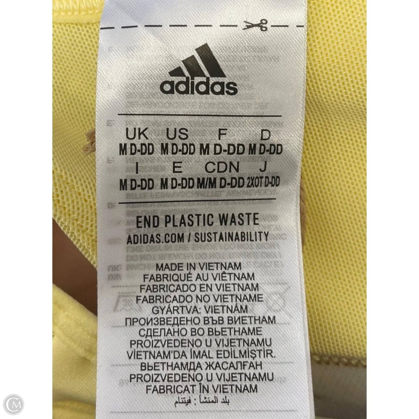 Athletic Bra By Adidas In Yellow, Size: M