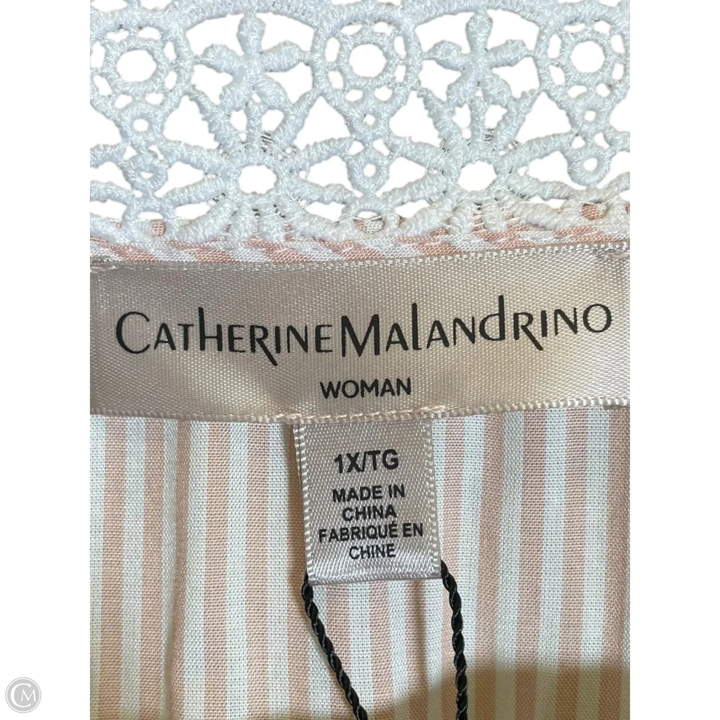 Top 3/4 Sleeve By Catherine Malandrino In Striped Pattern, Size: 1x