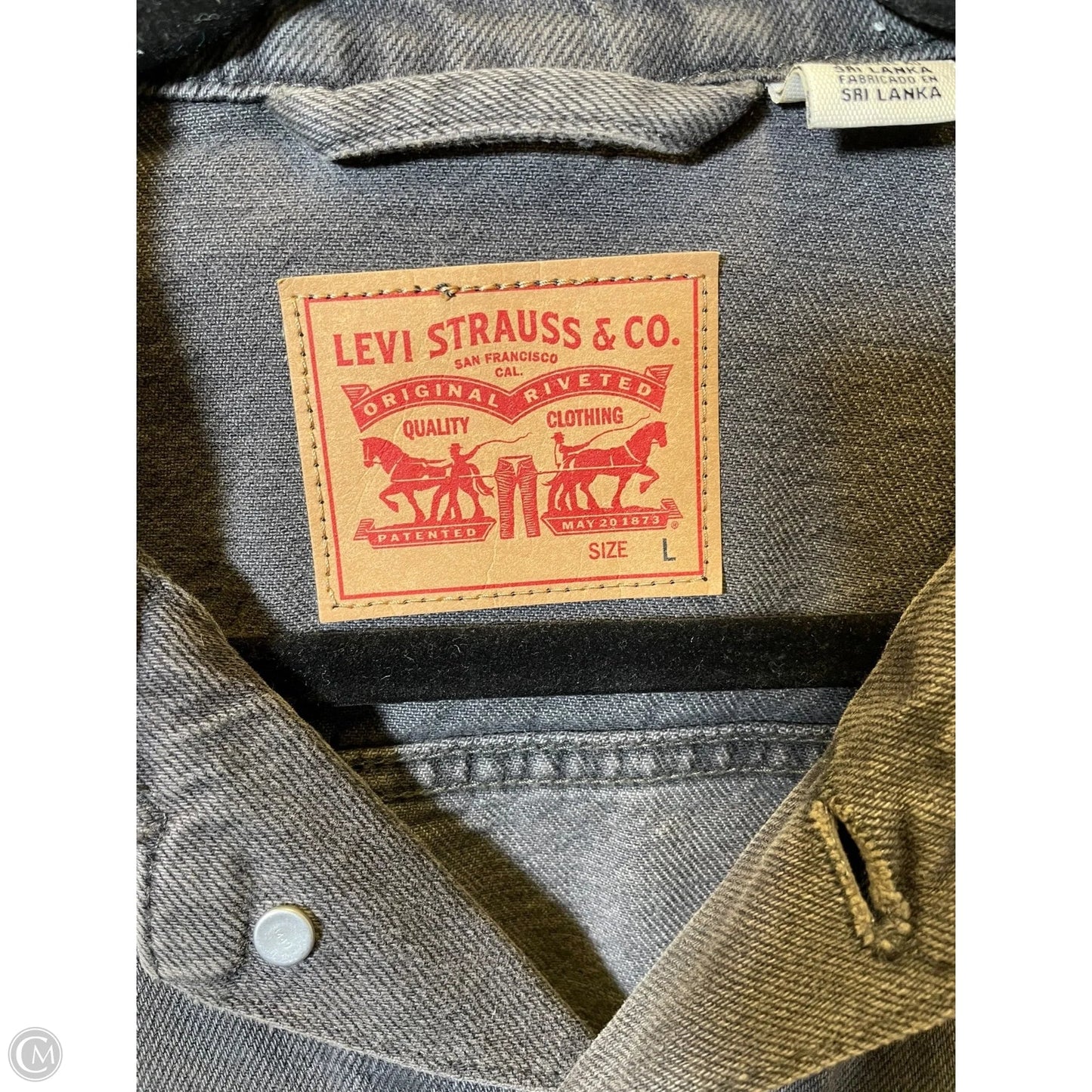 Jacket Denim By Levis In Black, Size: L