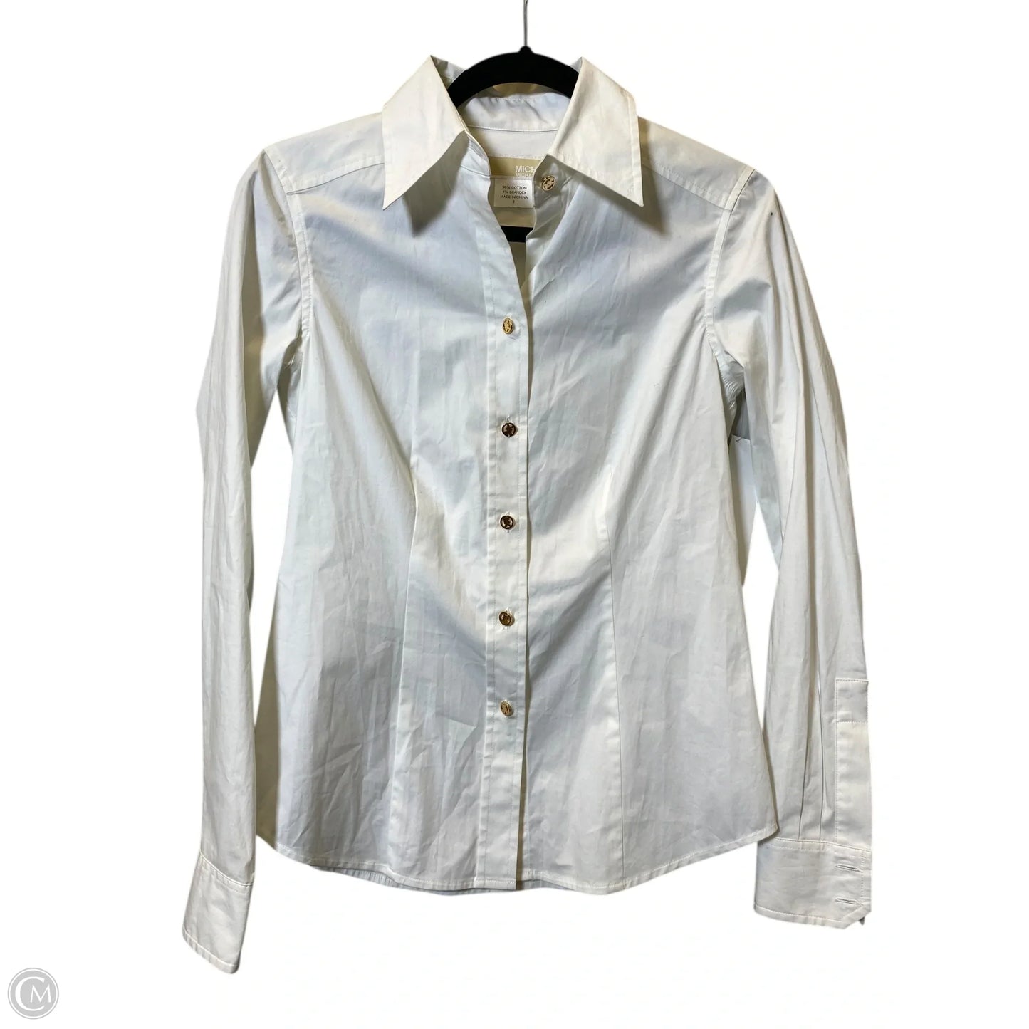 Top Long Sleeve Designer By Michael Kors In White, Size: 2