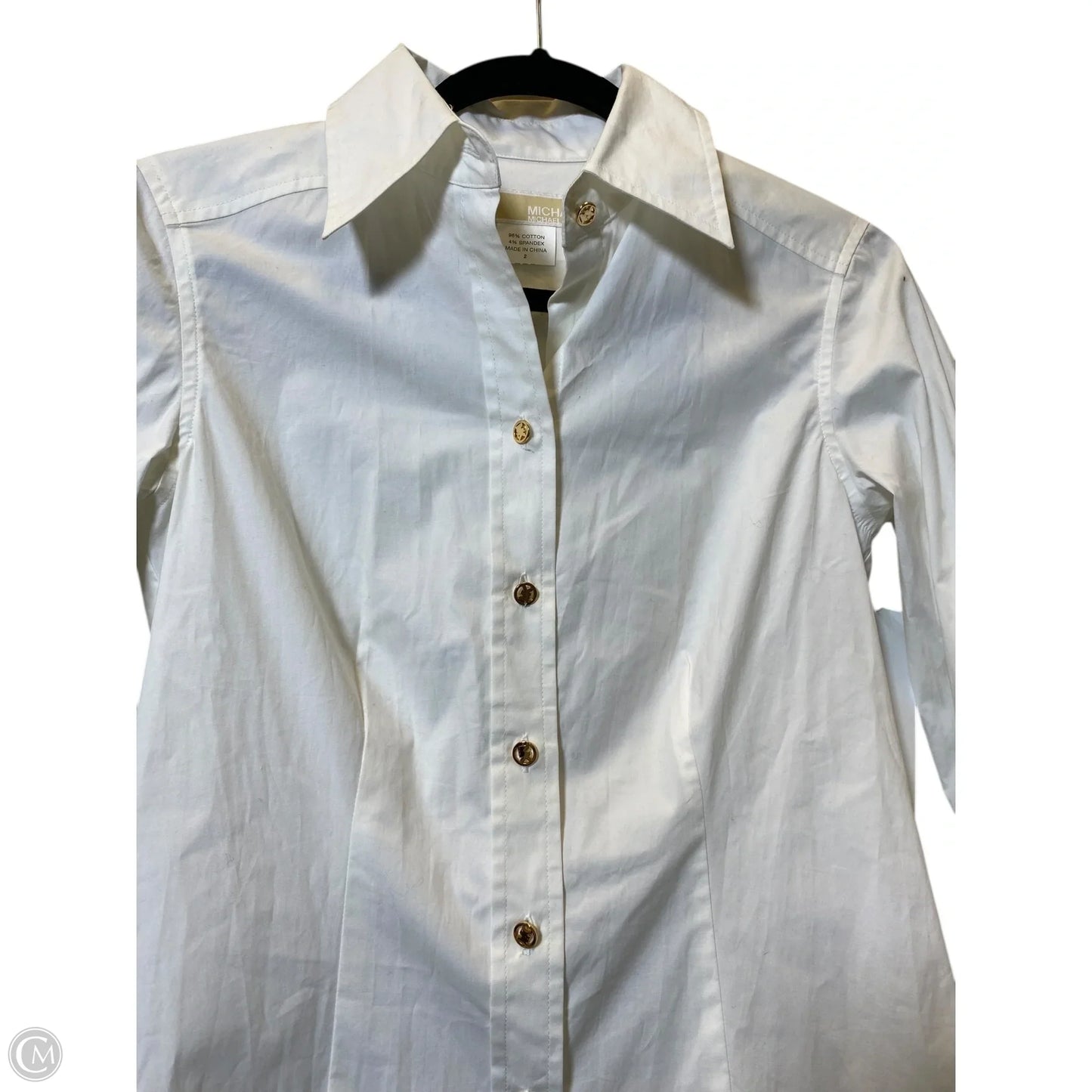 Top Long Sleeve Designer By Michael Kors In White, Size: 2