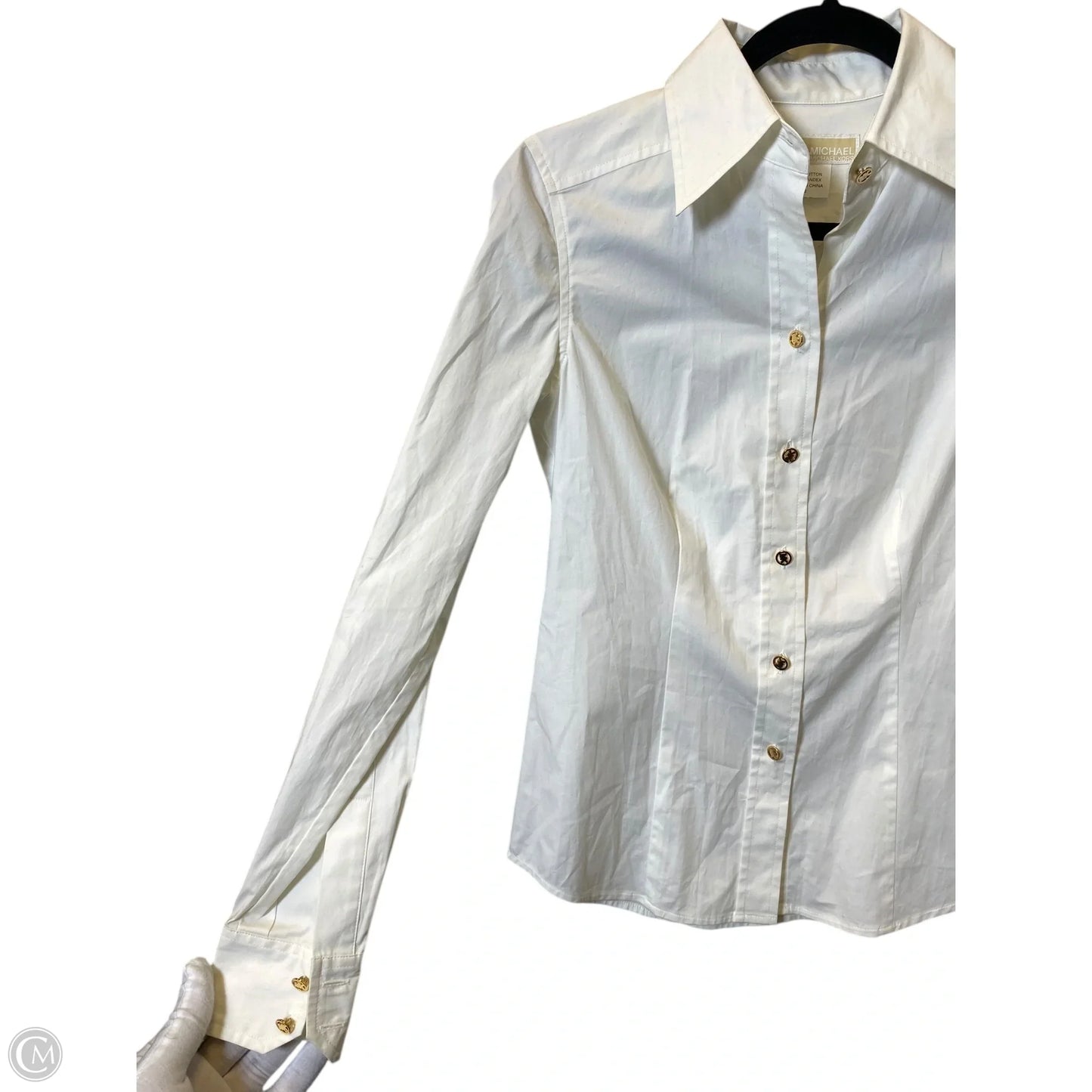 Top Long Sleeve Designer By Michael Kors In White, Size: 2