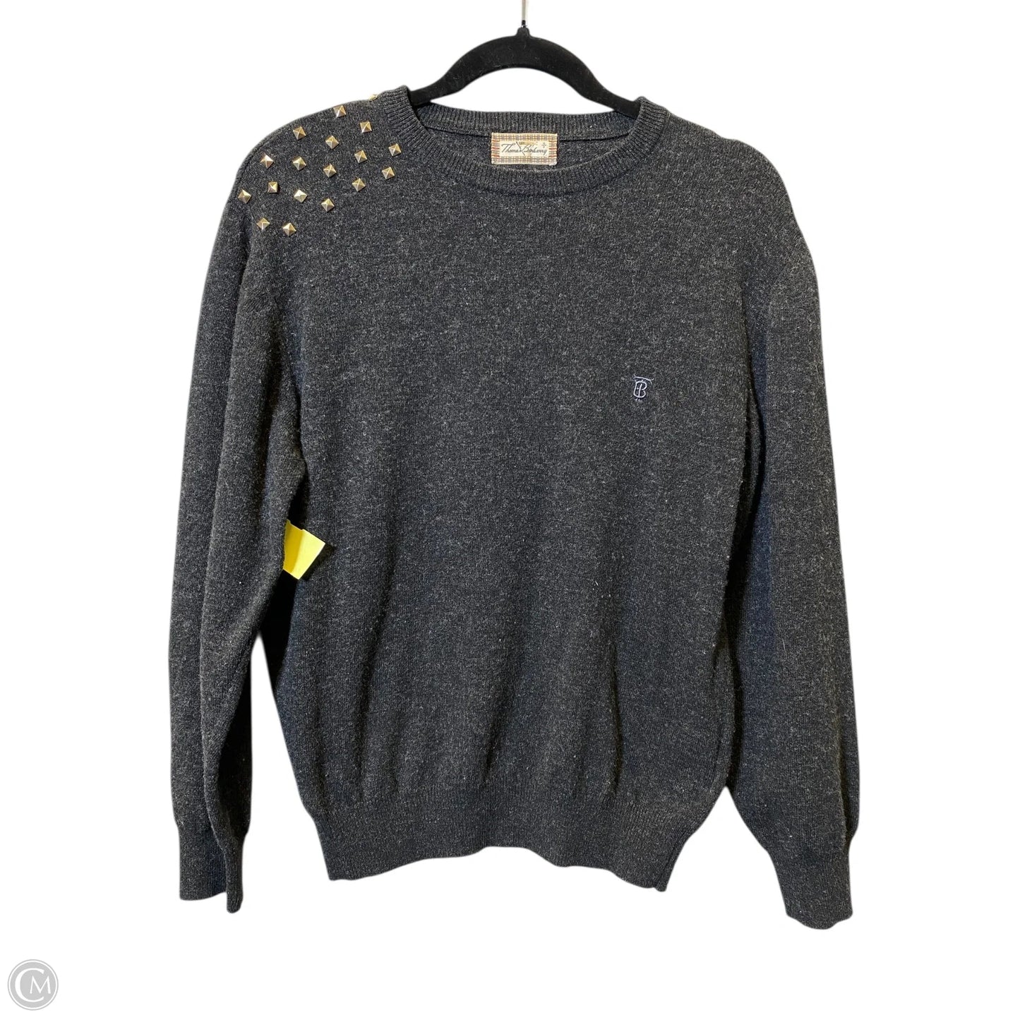 Sweater Luxury Designer By Thomas Burberry In Grey, Size: S