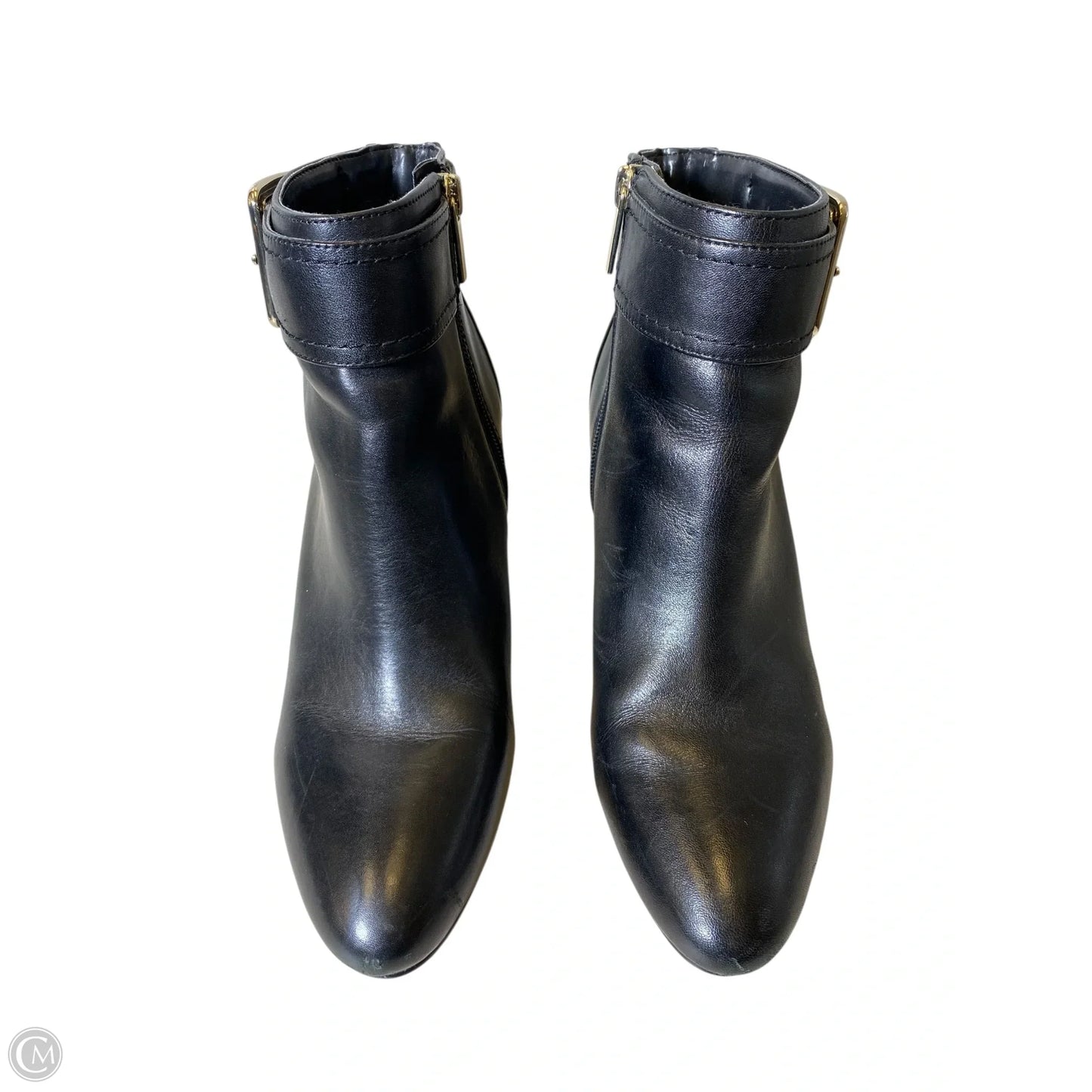 Boots Ankle Heels By Bandolino In Black & Silver, Size: 8.5