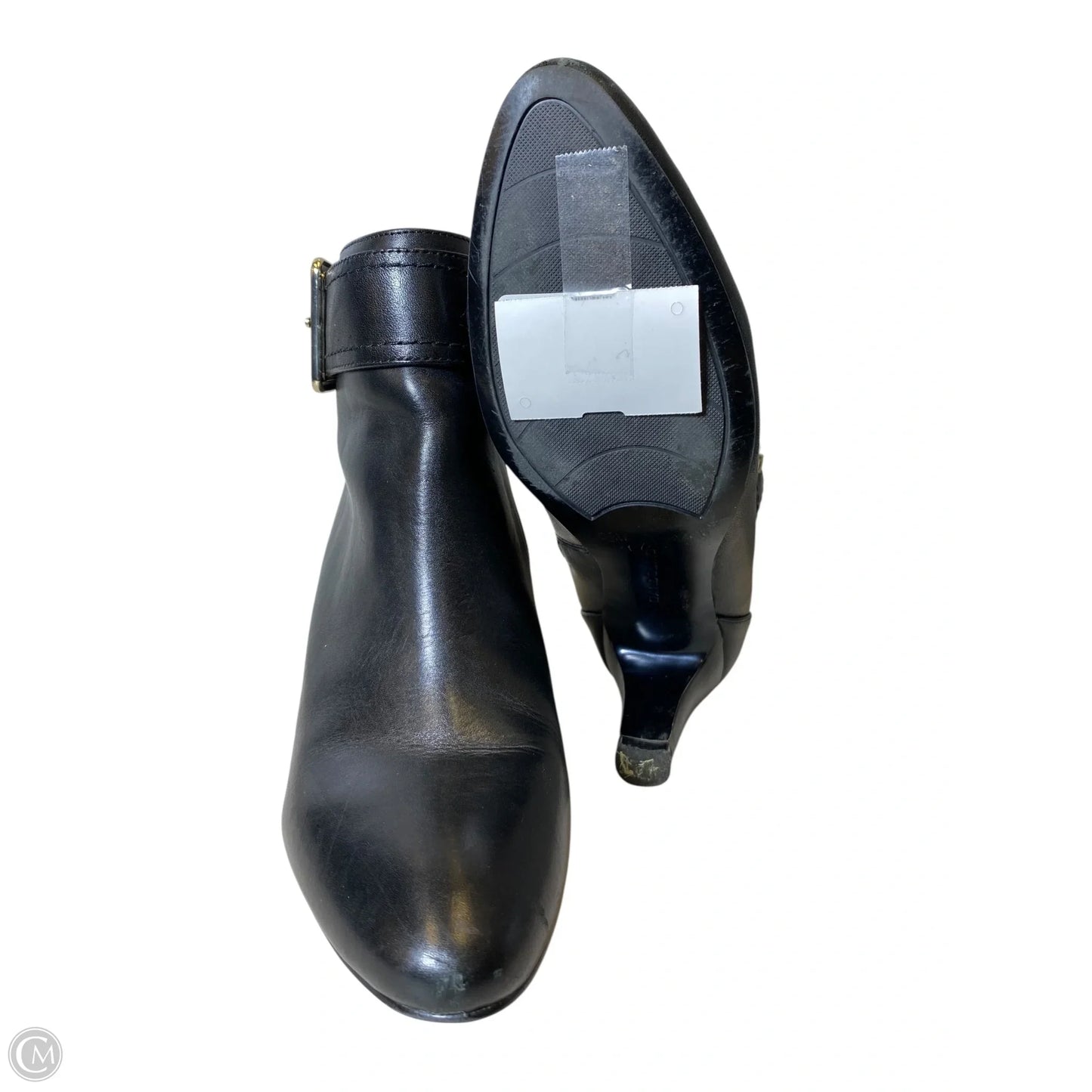 Boots Ankle Heels By Bandolino In Black & Silver, Size: 8.5