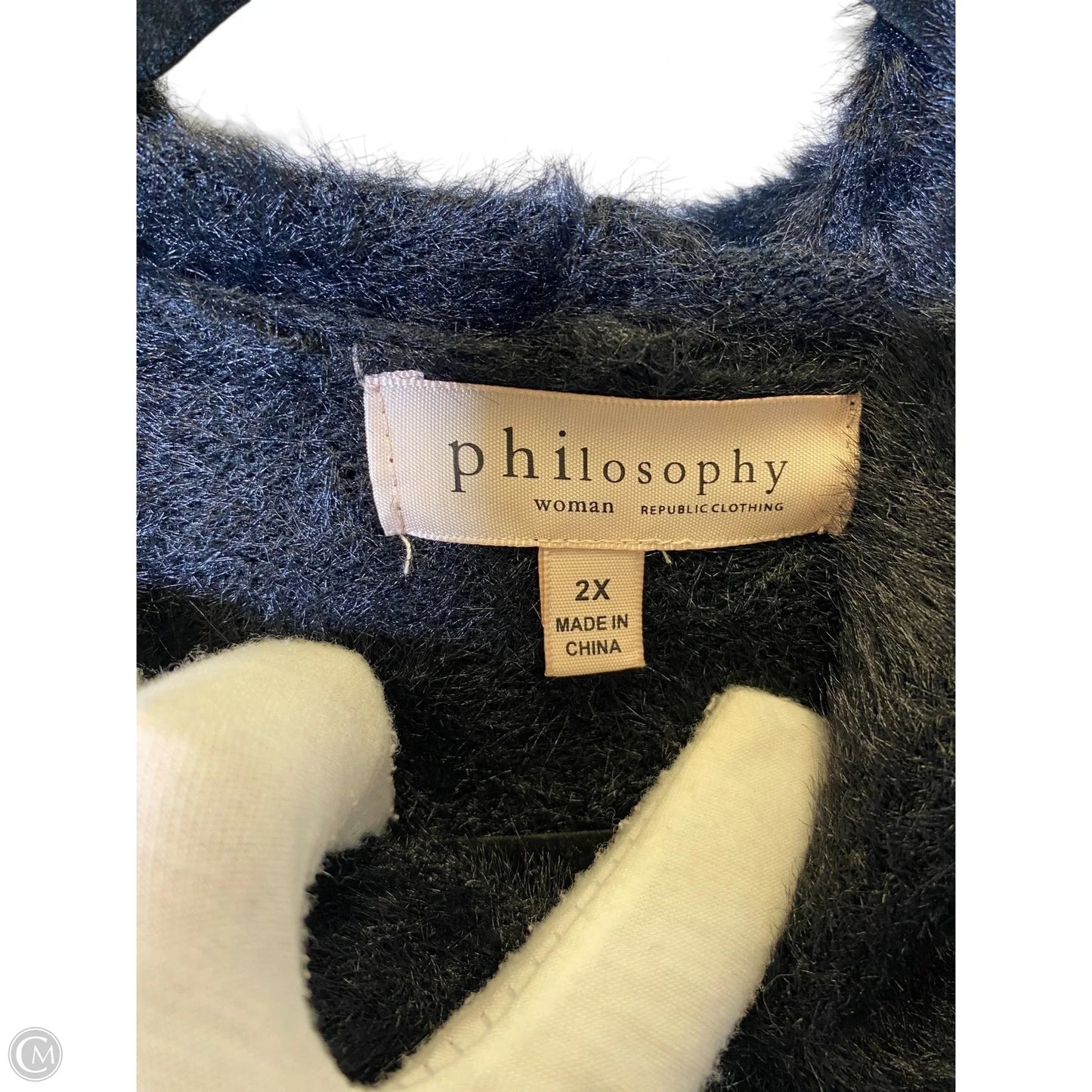 Sweatshirt Hoodie By Philosophy In Black, Size: 2x