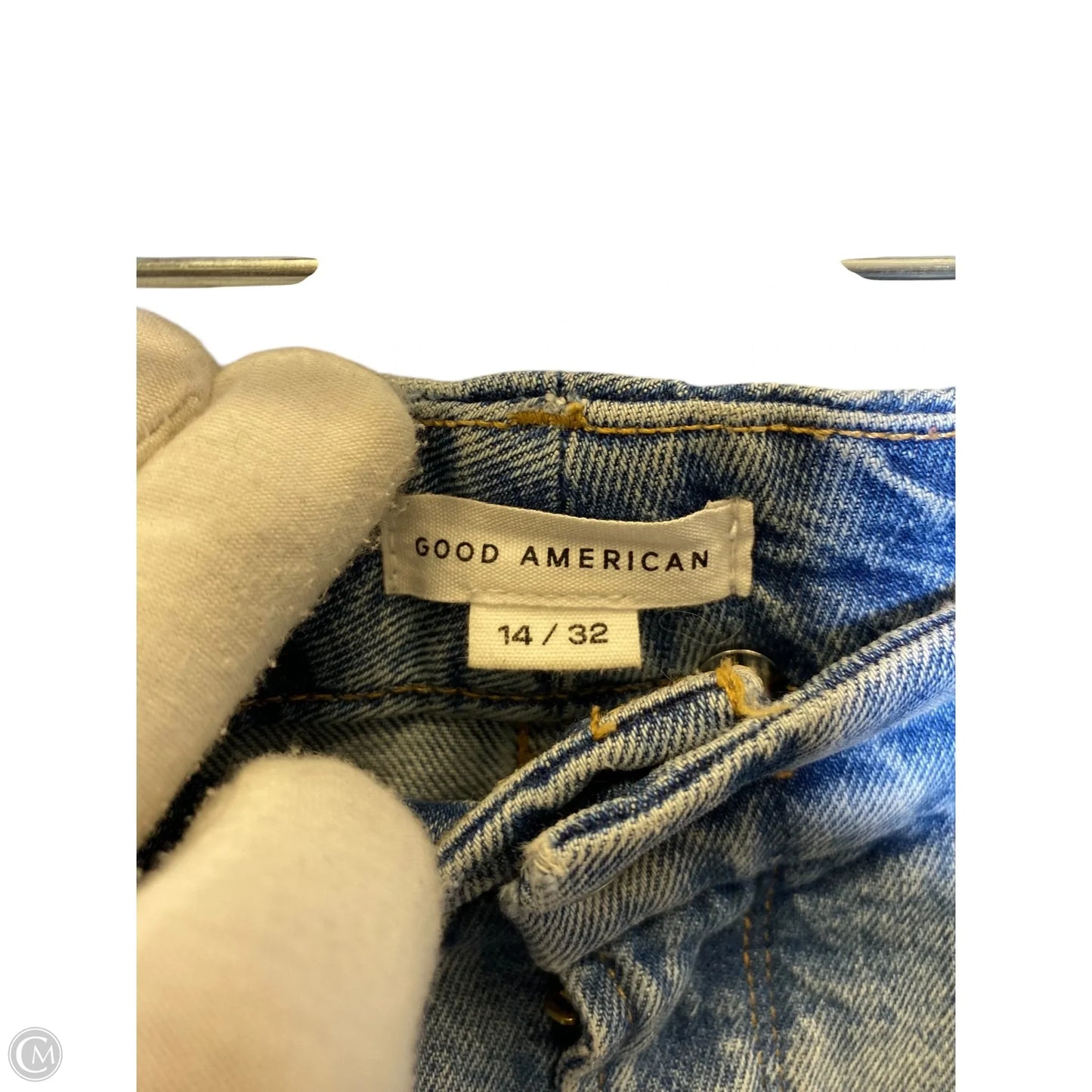 Jeans Straight By Good American In Blue Denim, Size: 14