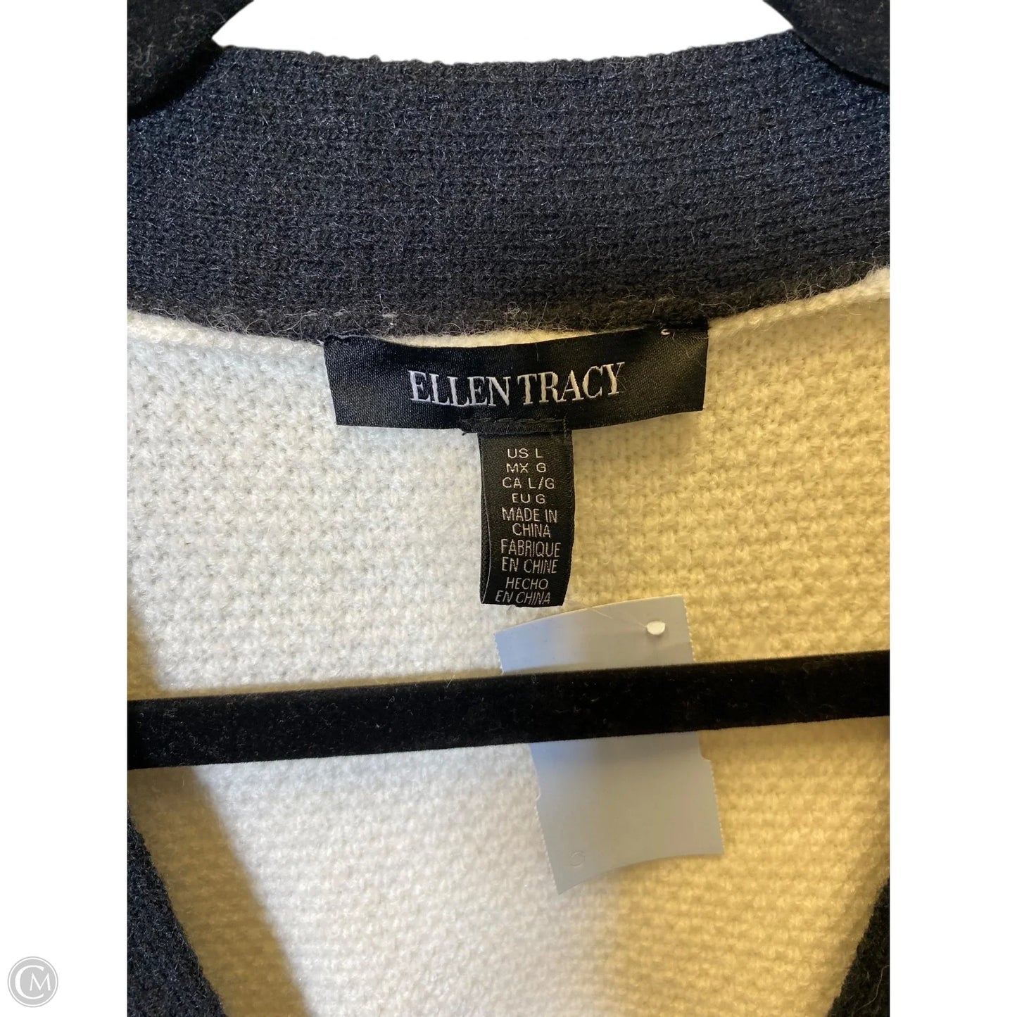 Vest Sweater By Ellen Tracy In Black & Cream, Size: L