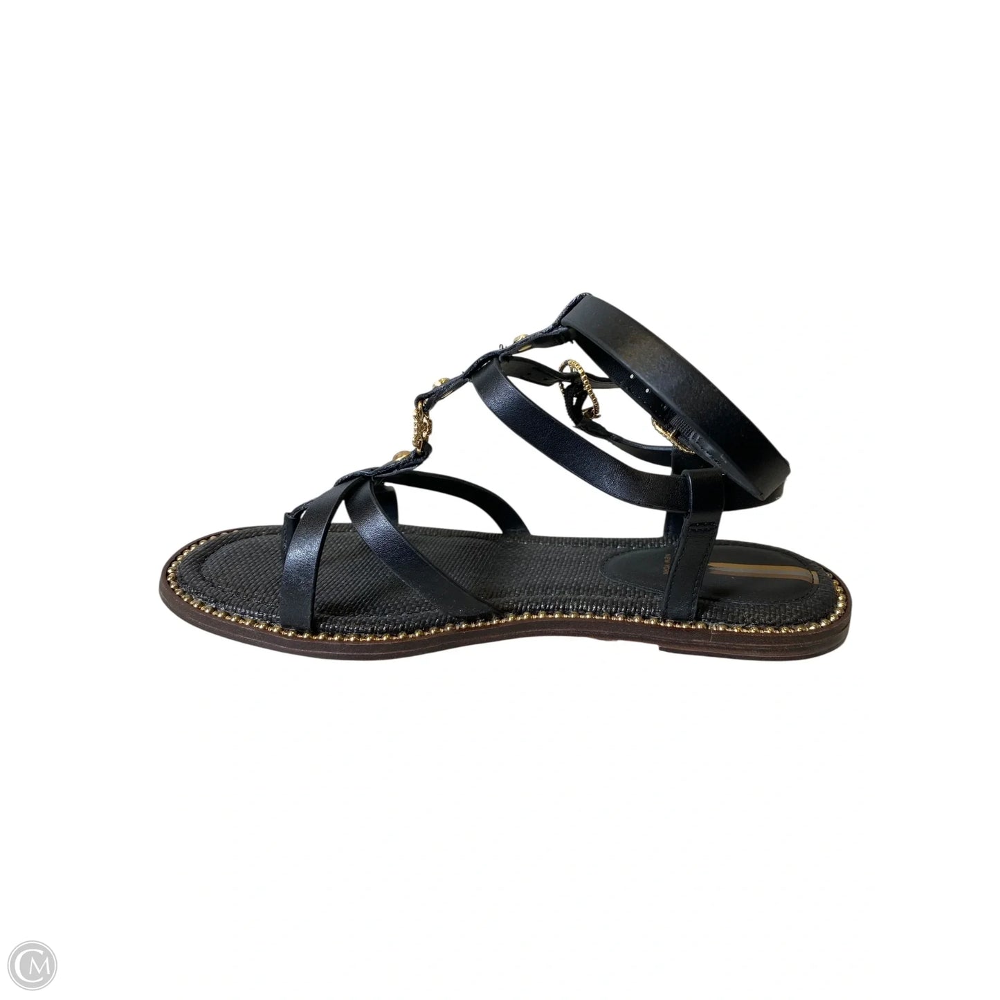 Sandals Flats By Sam Edelman In Black & Gold, Size: 8