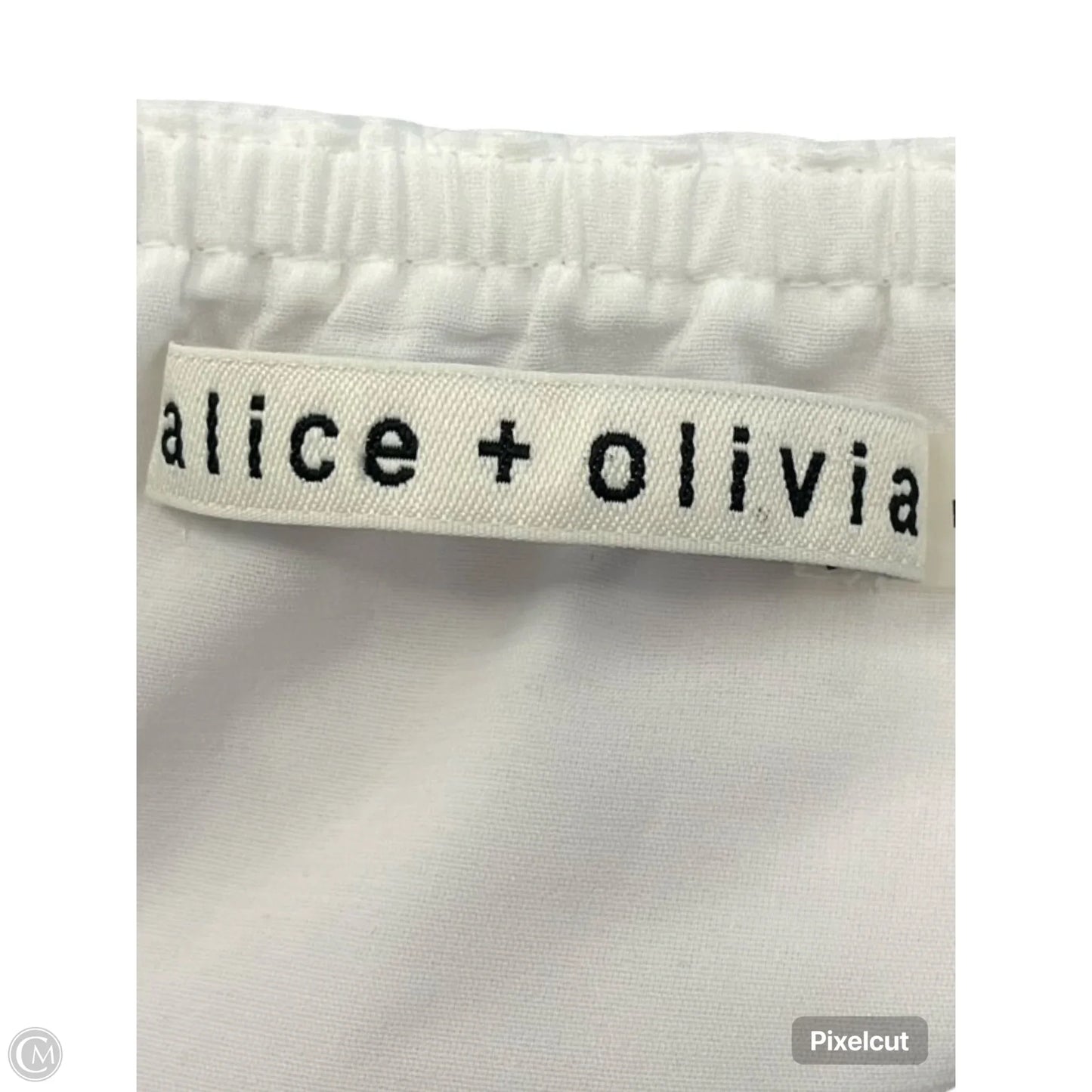 Top 3/4 Sleeve Designer By Alice + Olivia In White, Size: L