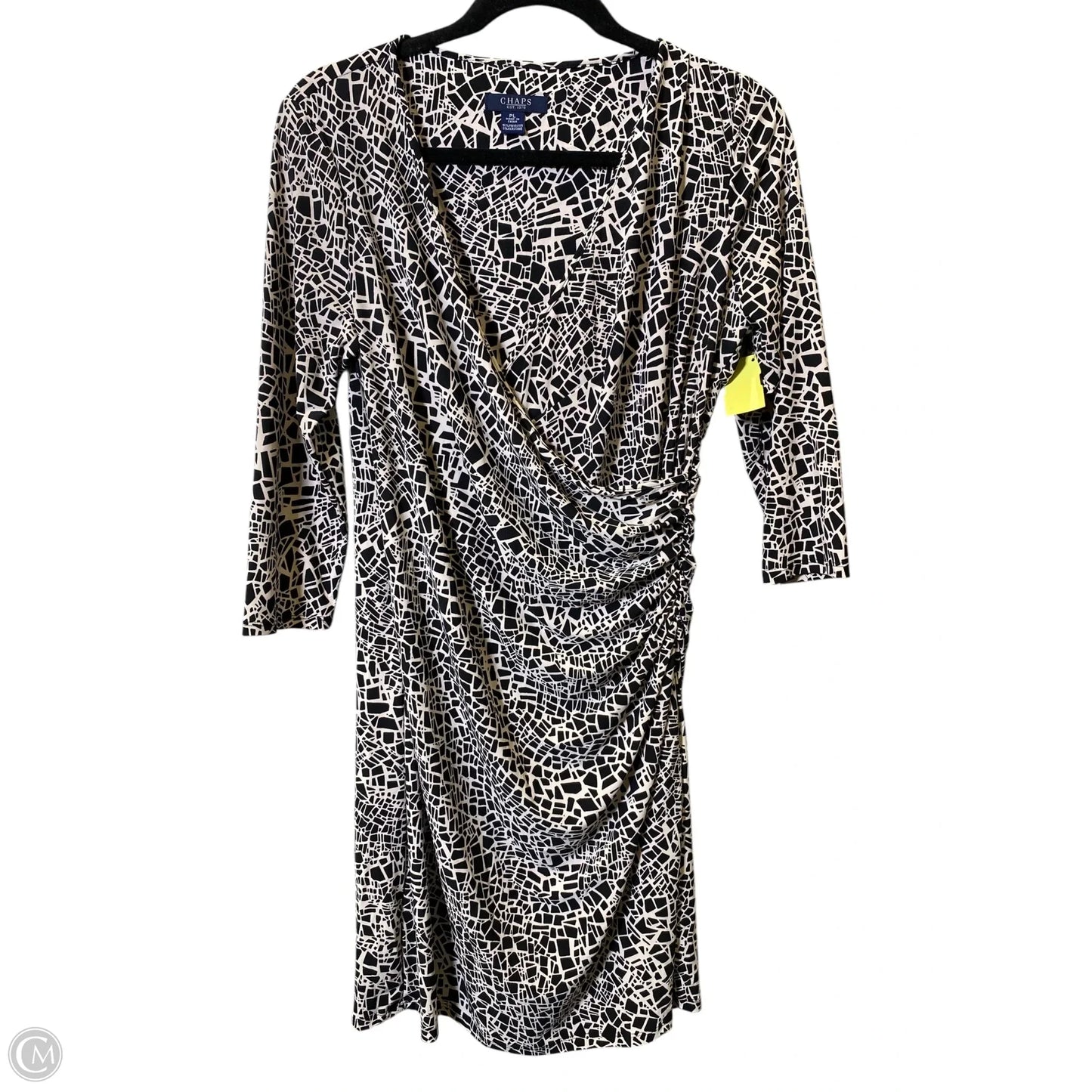 Dress Casual Midi By Chaps In Black & Cream, Size: L