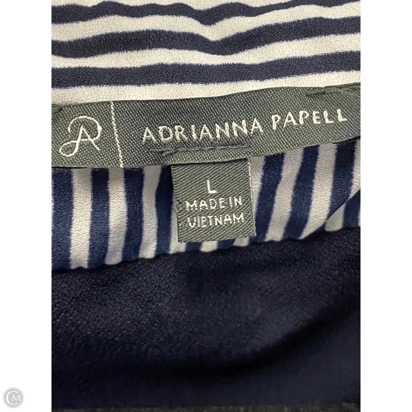 Top Short Sleeve By Adrianna Papell In Blue & White, Size: L