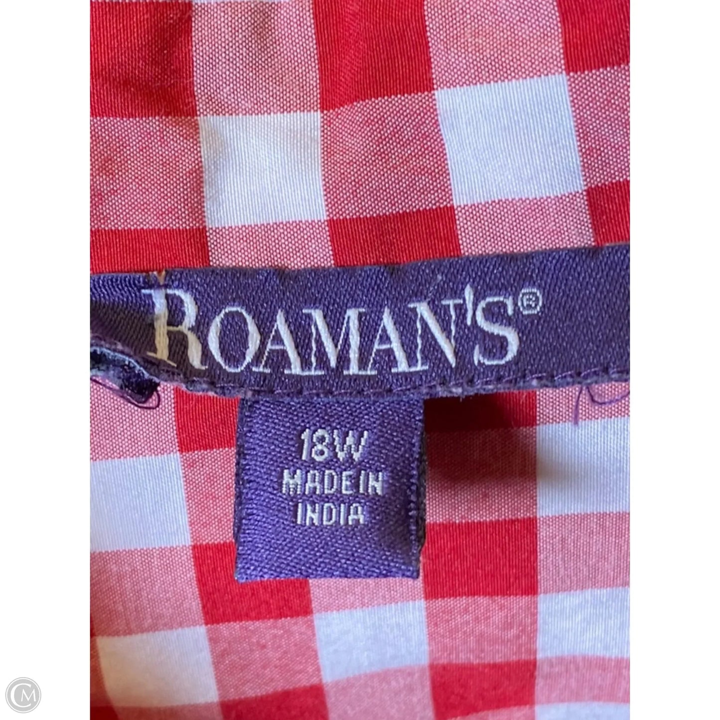 Top Short Sleeve By Romans In Plaid Pattern, Size: 18