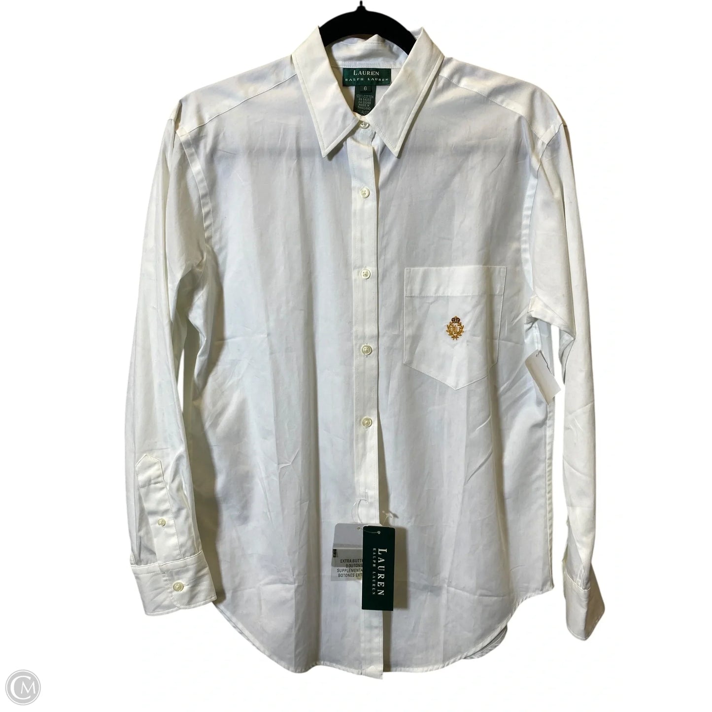Blouse Long Sleeve By Ralph Lauren In White, Size: 6