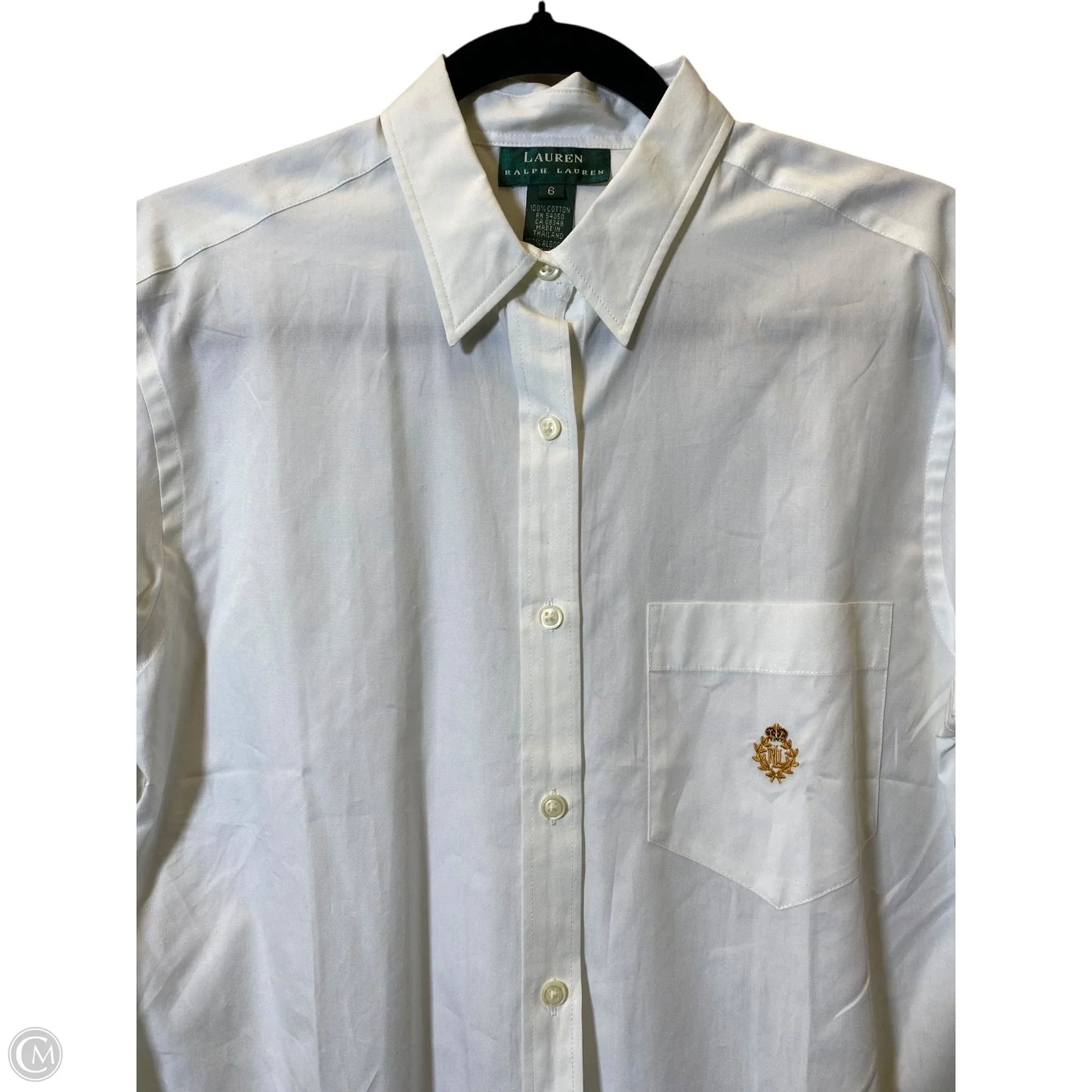 Blouse Long Sleeve By Ralph Lauren In White, Size: 6