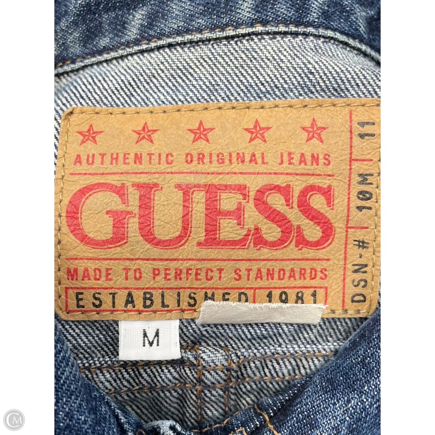 Jacket Denim By Guess In Blue Denim, Size: M