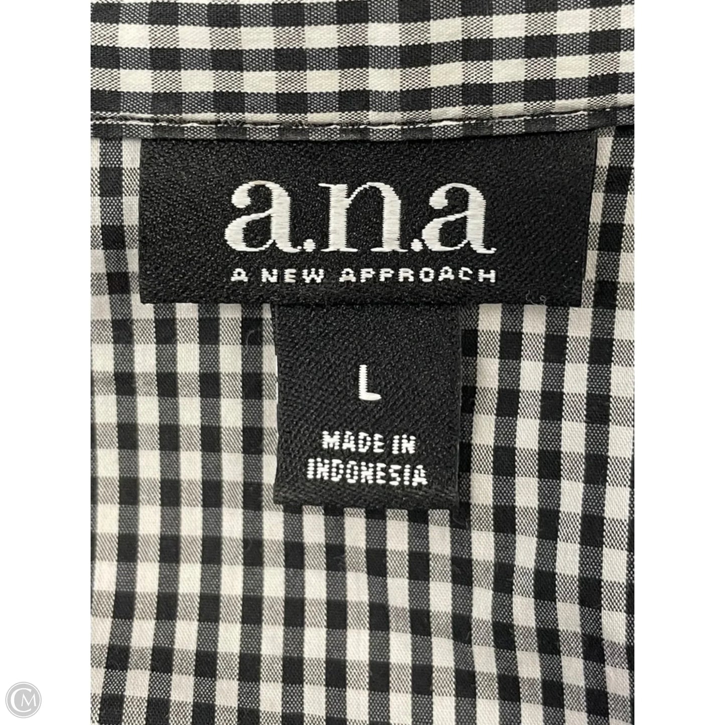 Top 3/4 Sleeve By Ana In Black & White, Size: L