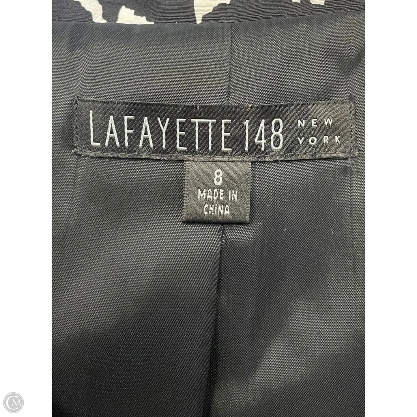 Top Short Sleeve Designer By Lafayette 148 In Black & White, Size: 8