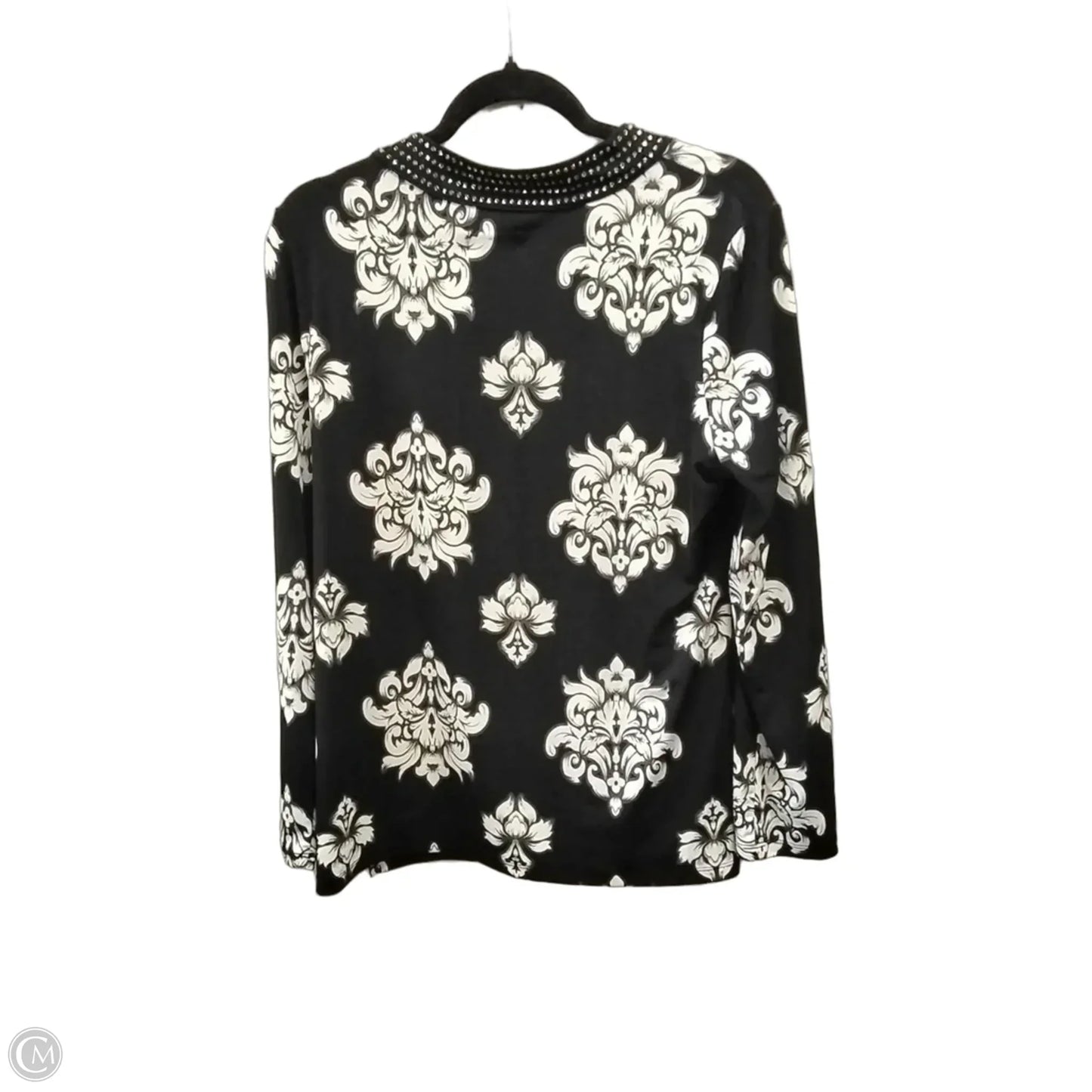 Blouse Long Sleeve By Charter Club In Black & White, Size: Mp