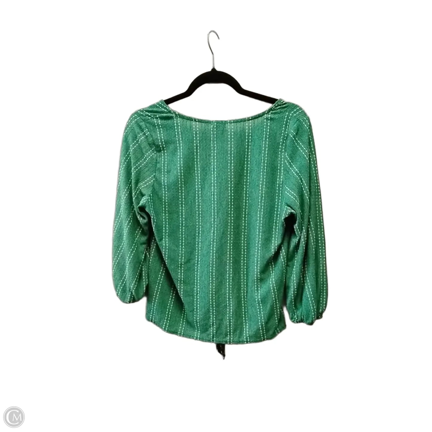 Blouse Long Sleeve By W5 In Green & White, Size: L